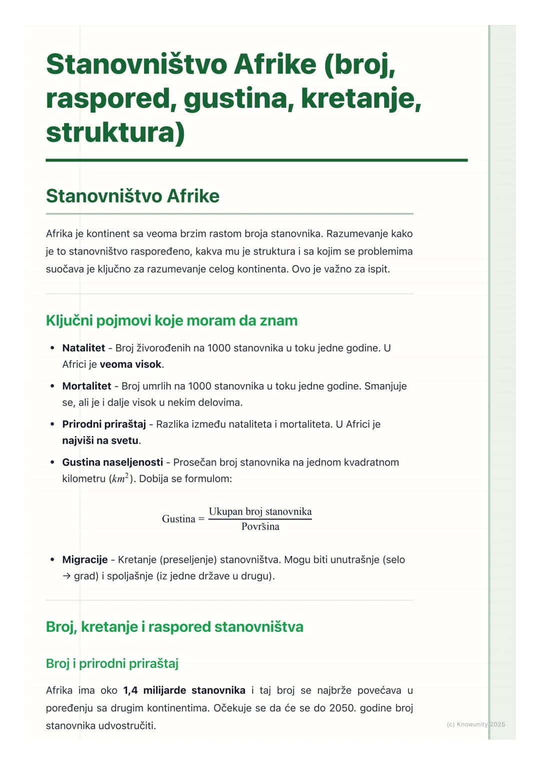 # Stanovništvo Afrike (broj,
raspored, gustina, kretanje,
struktura)
Stanovništvo Afrike
Afrika je kontinent sa veoma brzim rastom broja