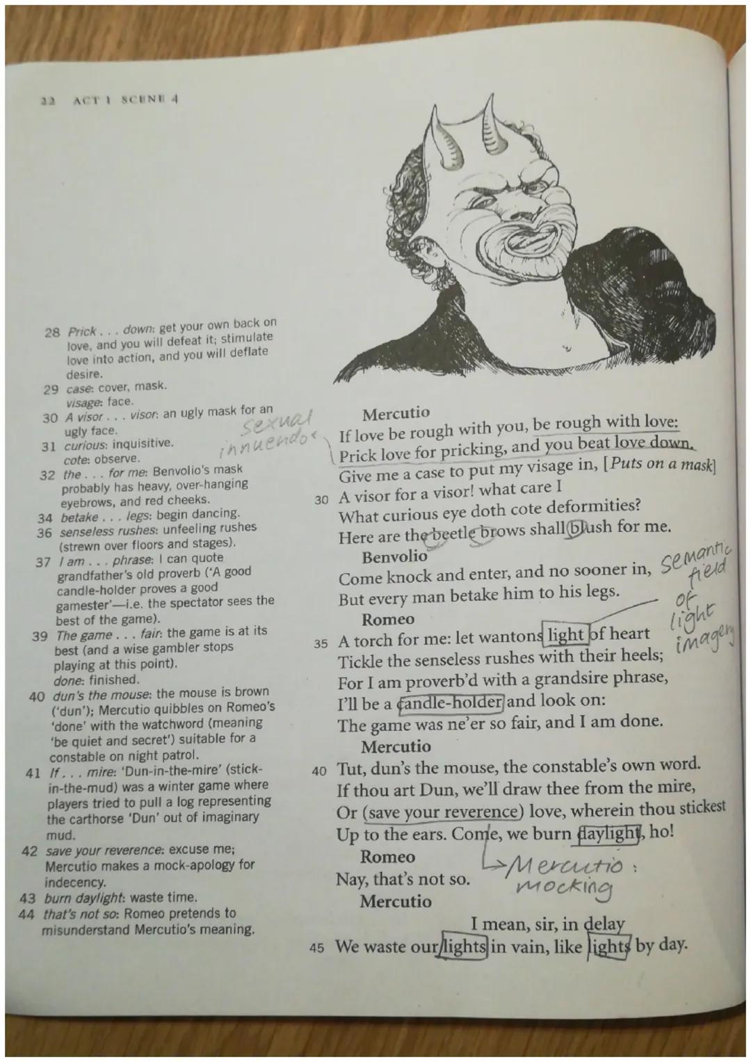 Act 1 Scene 4
Benvolio and Mercutio persuade Romeo to
join them in a masquerade.
1 shall.. excuse: shall we make a
speech to explain ourselv