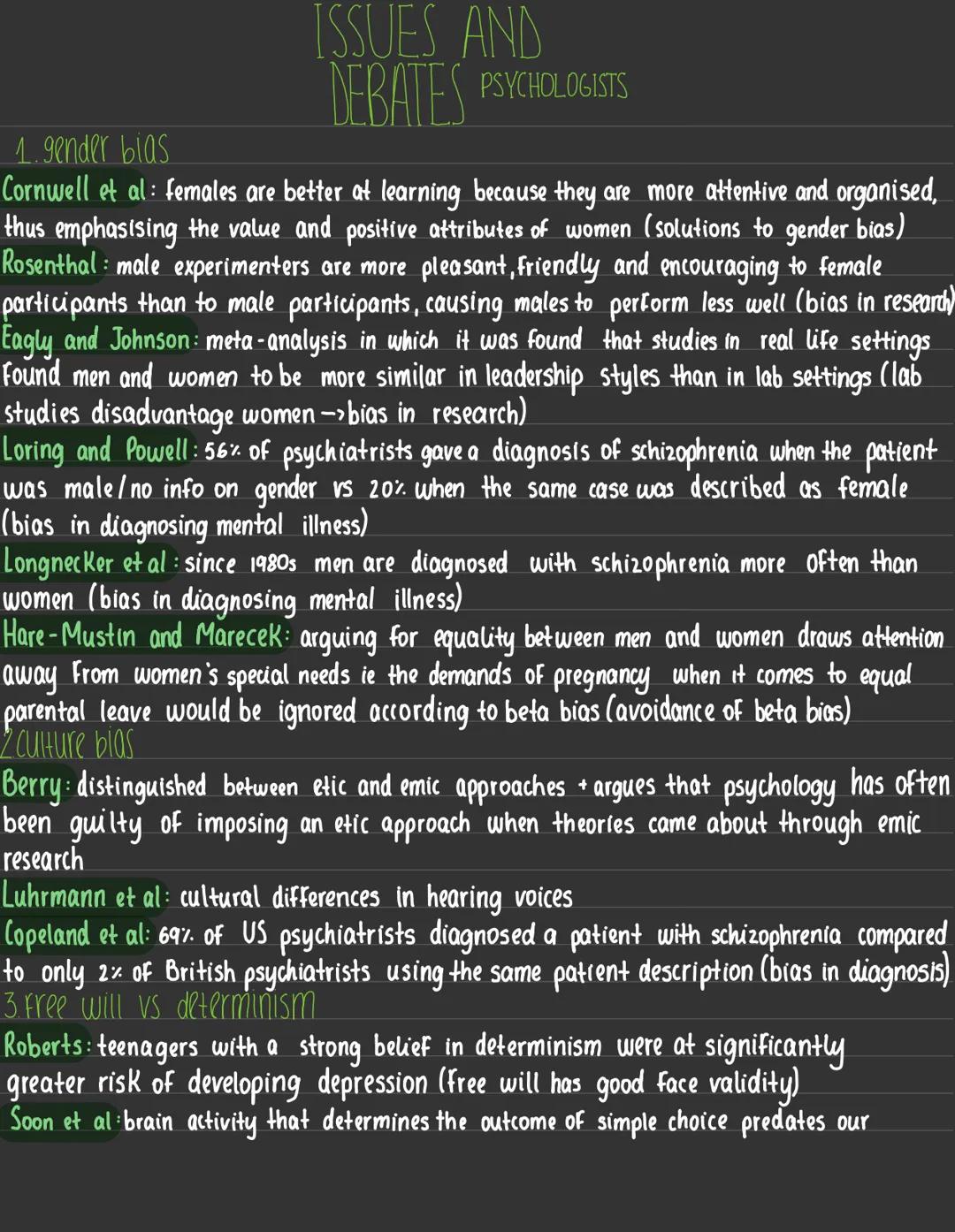 Issues and debates psychologists