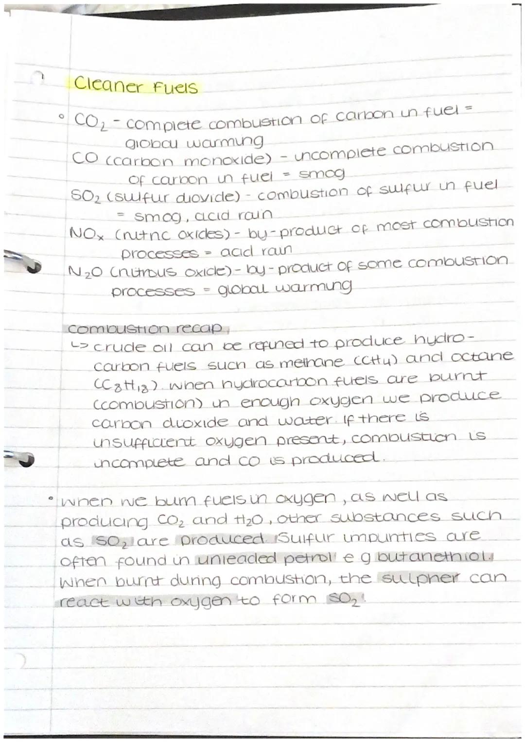O
Cleaner Fuels
CO₂ - complete combustion of carbon un fuel =
global warming
CO (carbon monoxide)
-
uncomplete combustion
of carbon un fuel.