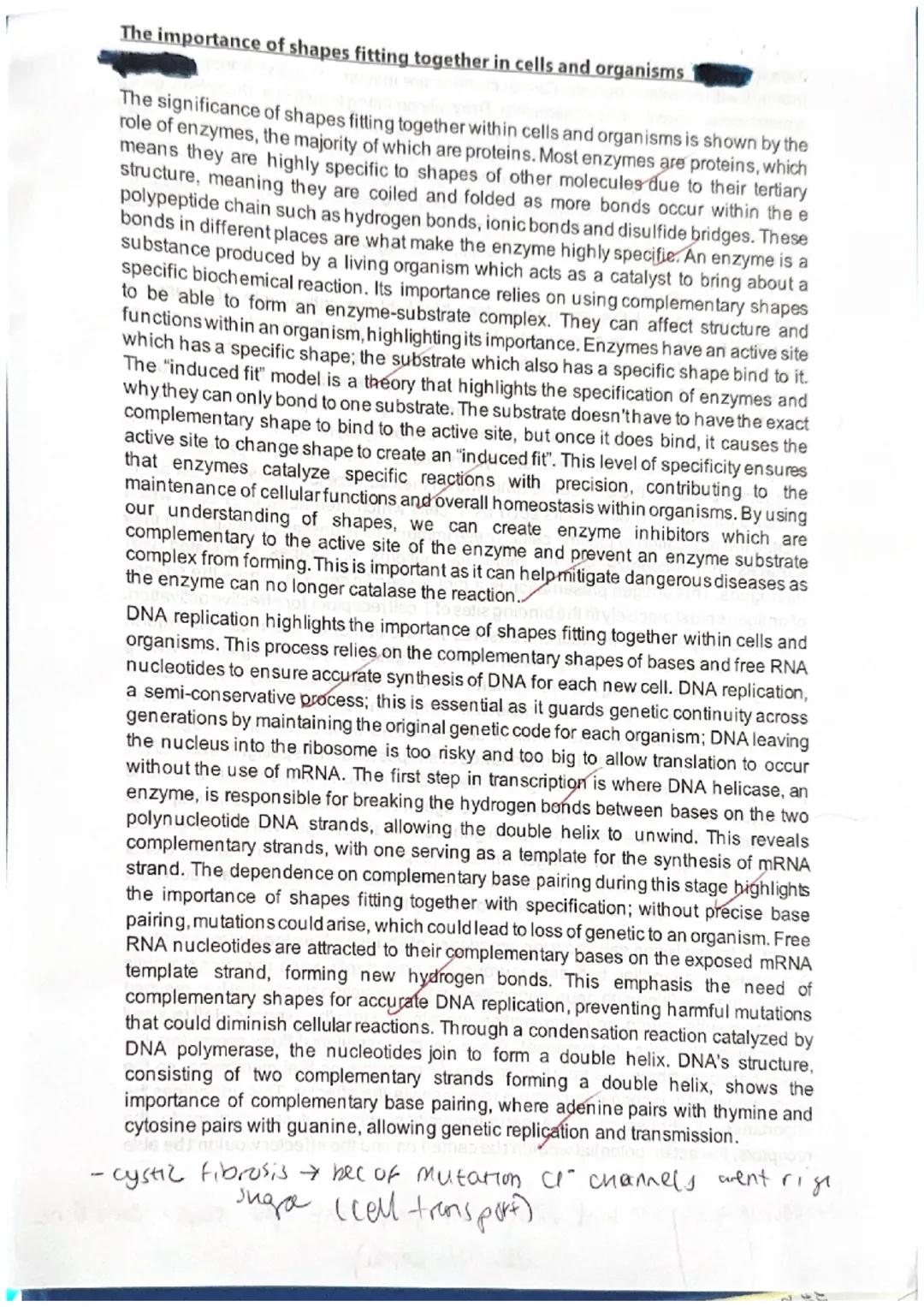 2012 Essay a: The Importance of shapes fitting together in cells and organisms
Essay Mark
Topic
23.115
covered
comments
3.1.2 Enzyme propert