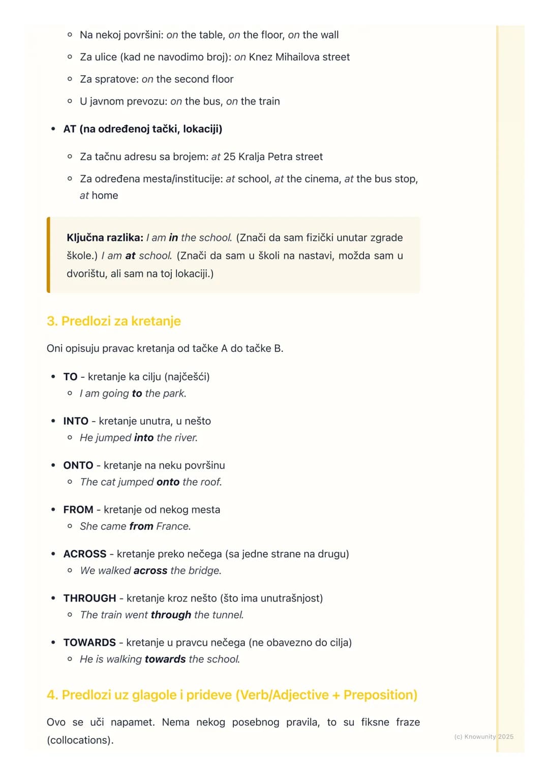 # Predlozi (Prepositions)
Predlozi (Prepositions) - Uvod
Predlozi su kratke reči (kao što su in, on, at, for, to, from) koje obično stoje