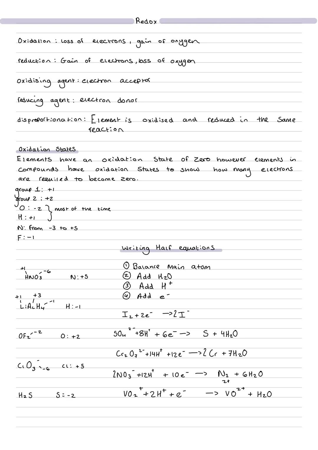 Redox AS chemistry notes