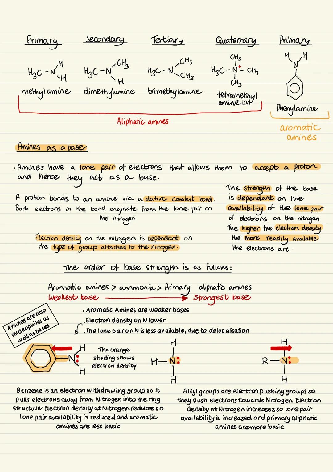 30.
대주대-tun
※
E Primary
H₂C - N
methylamine
H
"H
Secondary
-CH₂
H₂C-N
H
dimethylamine
Amines as a
a base
Amines are also
nucleophiles as
wel