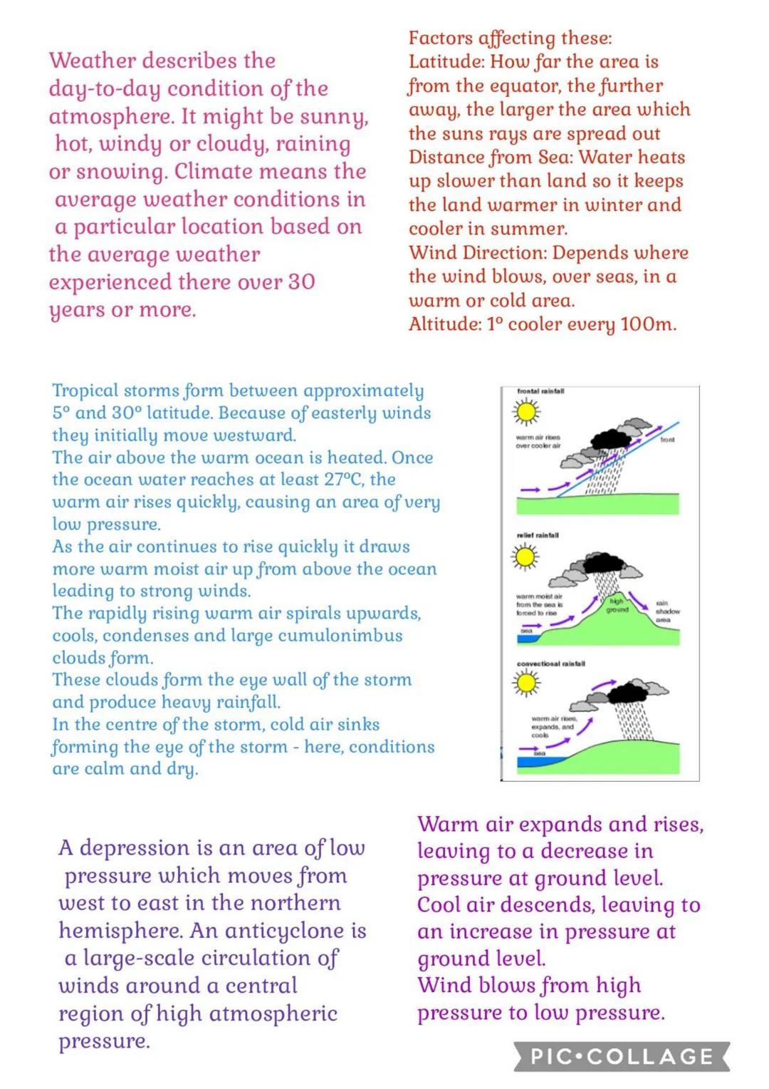 Weather describes the
day-to-day condition of the
atmosphere. It might be sunny,
hot, windy or cloudy, raining
or snowing. Climate means the