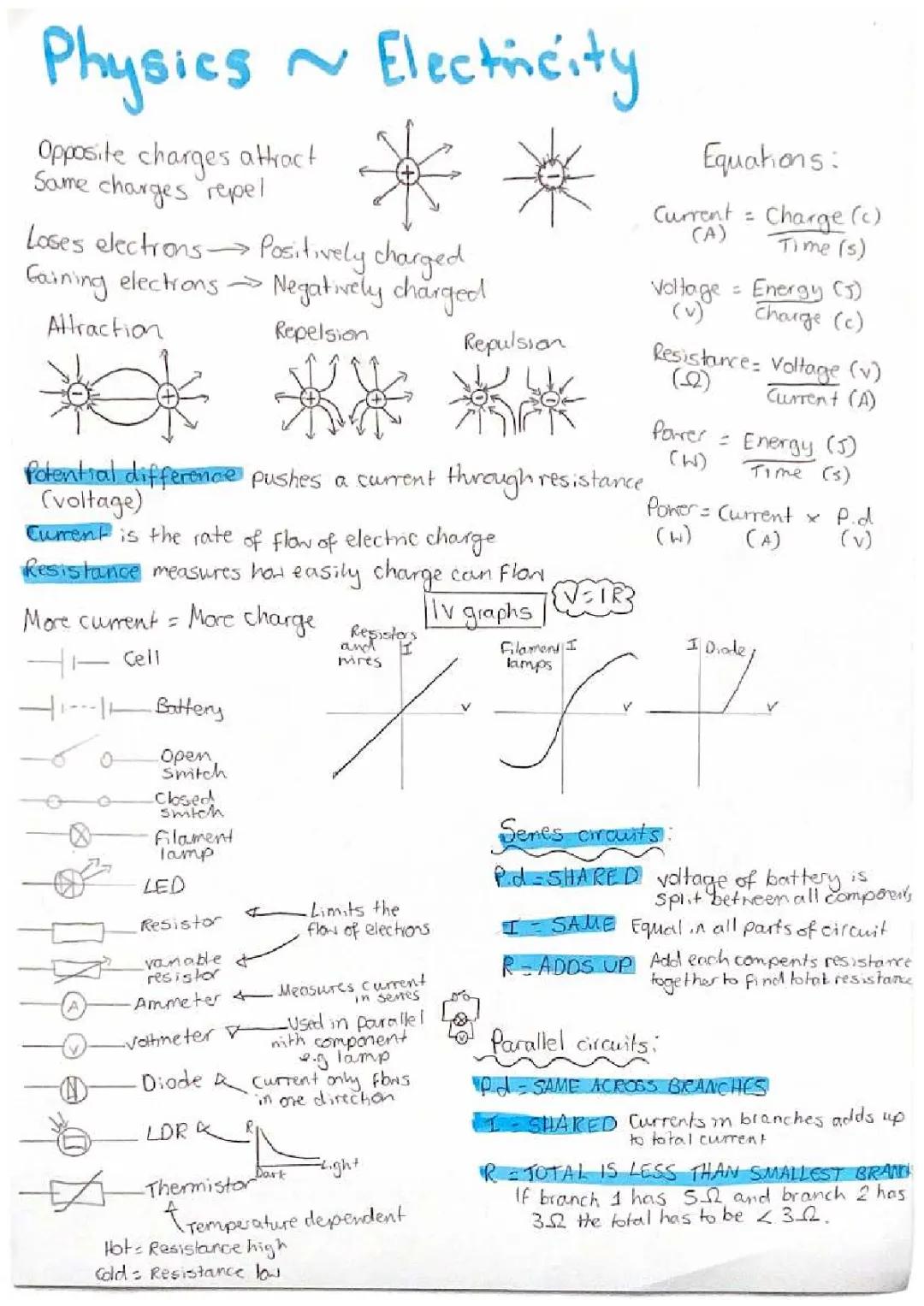 Understanding Electricity: GCSE OCR Gateway Notes