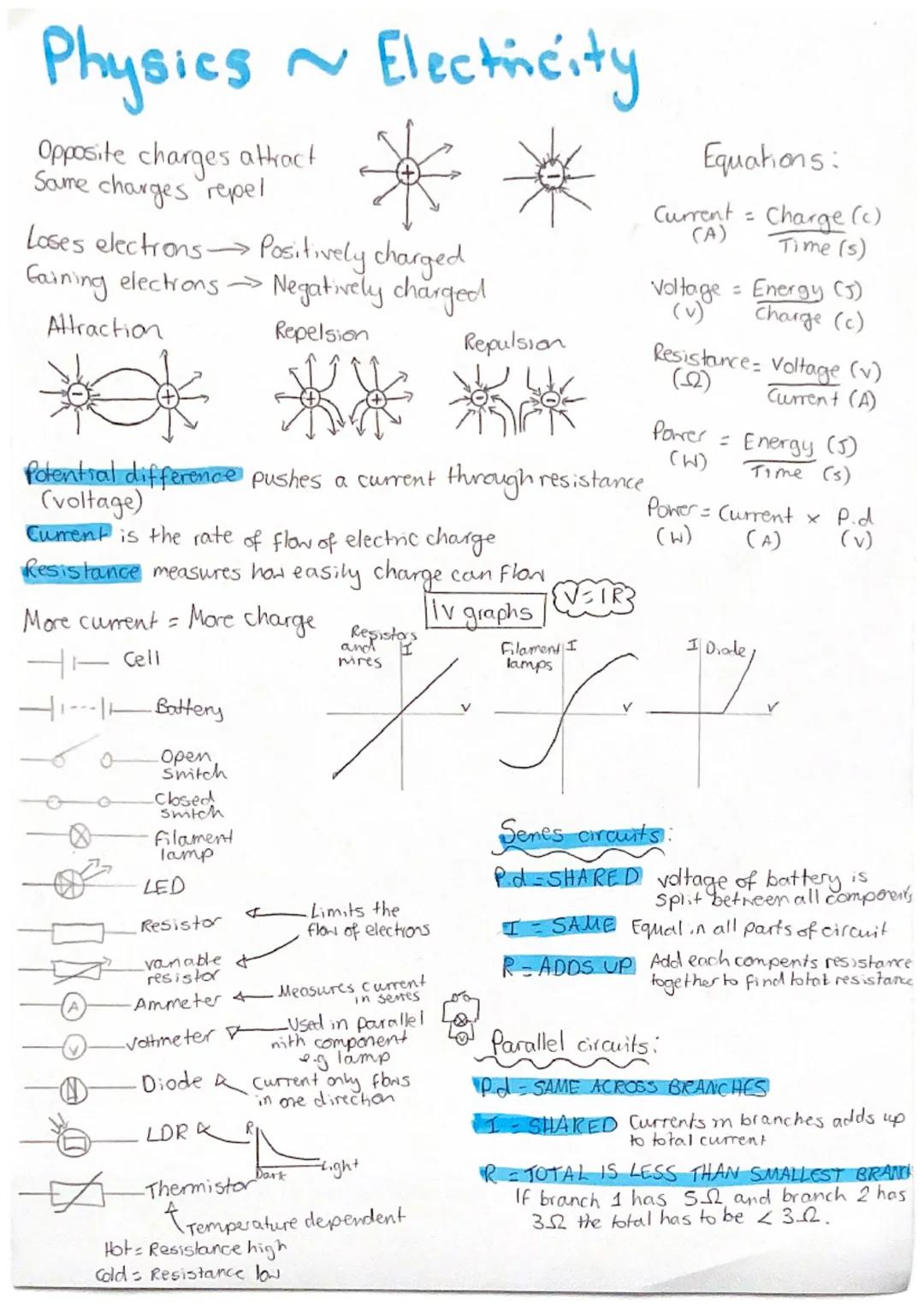 Electricity
*
Loses electrons Positively charged
Gaining electrons →→ Negatively charged
Repelsion
Physics
Opposite charges attract
Same cha