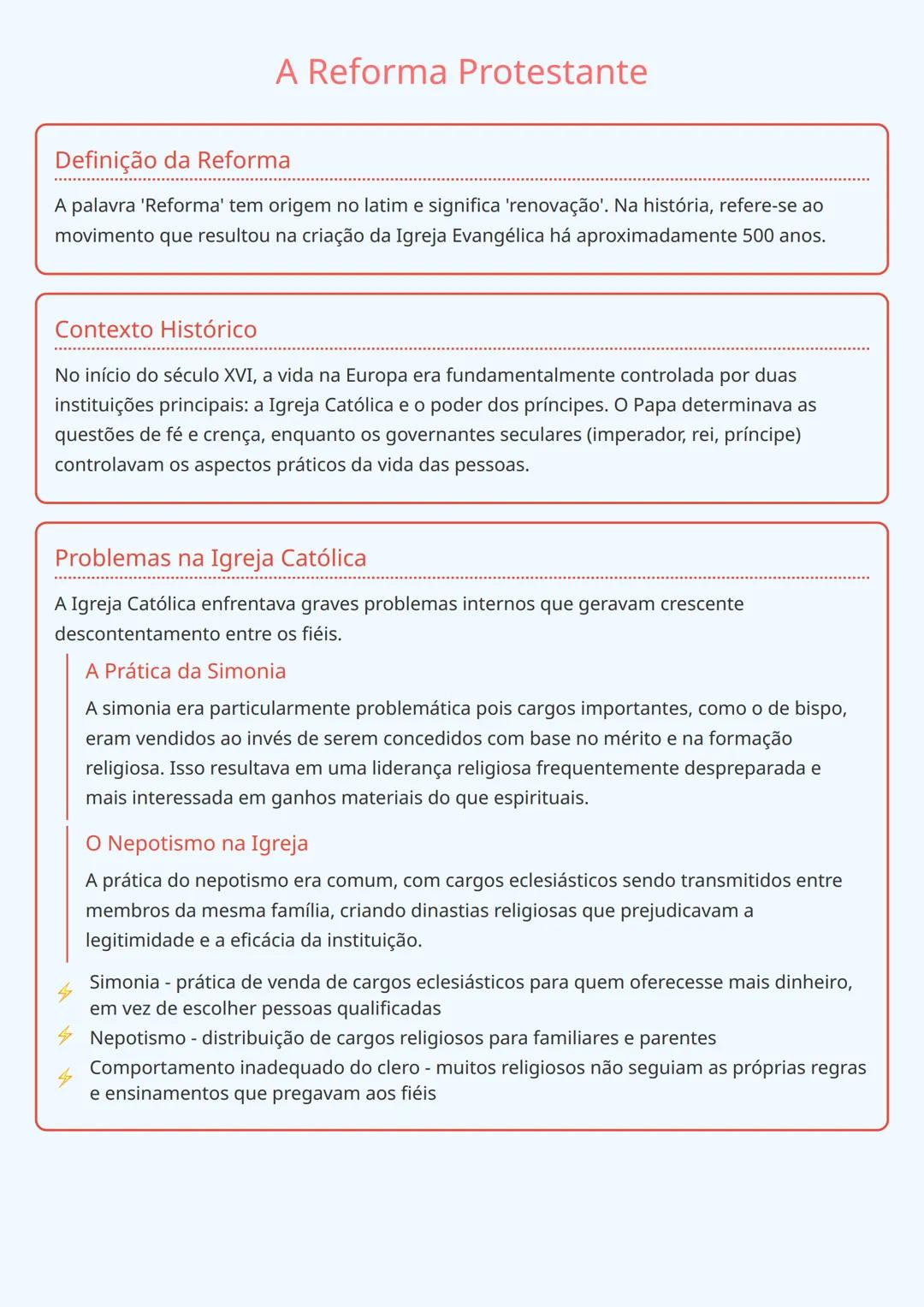 # A Reforma Protestante
## Definição da Reforma
A palavra 'Reforma' tem origem no latim e significa 'renovação'. Na história, refere-se ao