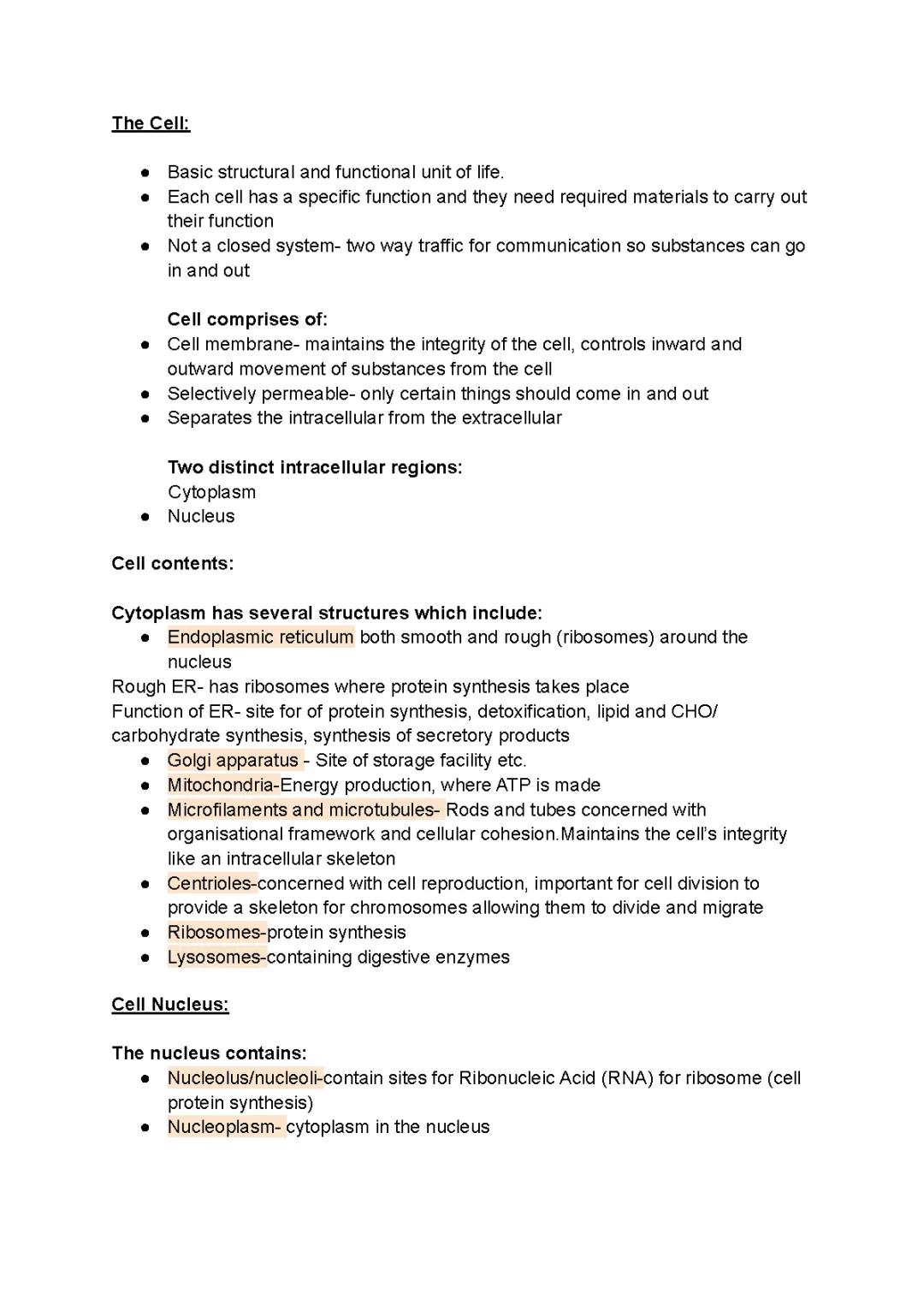A level Biology- cells, RNA and cell division