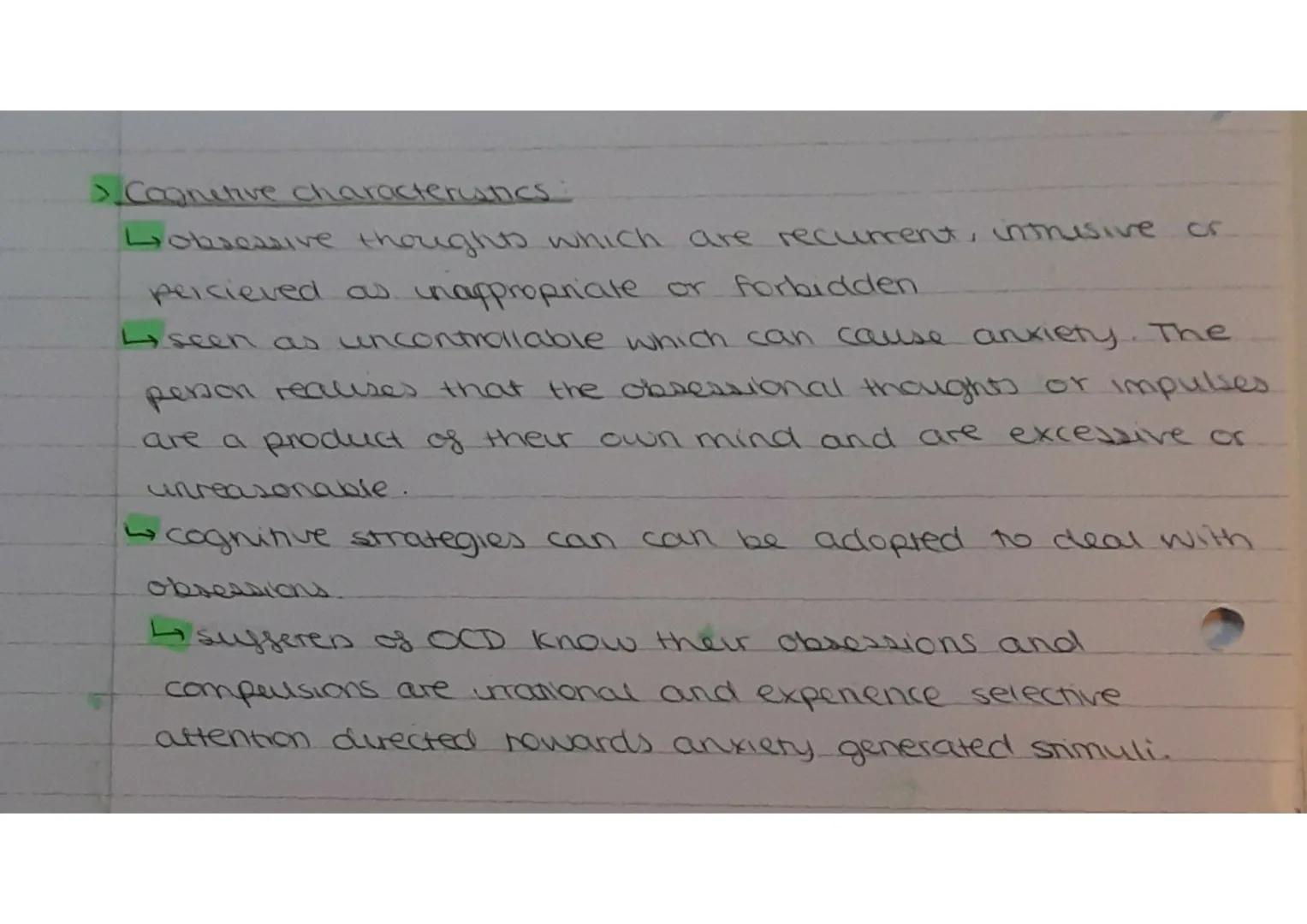Thursday 17th November 2022 Clinical charactenatics OCD
>Obsessive compulsive dworder:
anxiety disorder which anses from absessions and
co