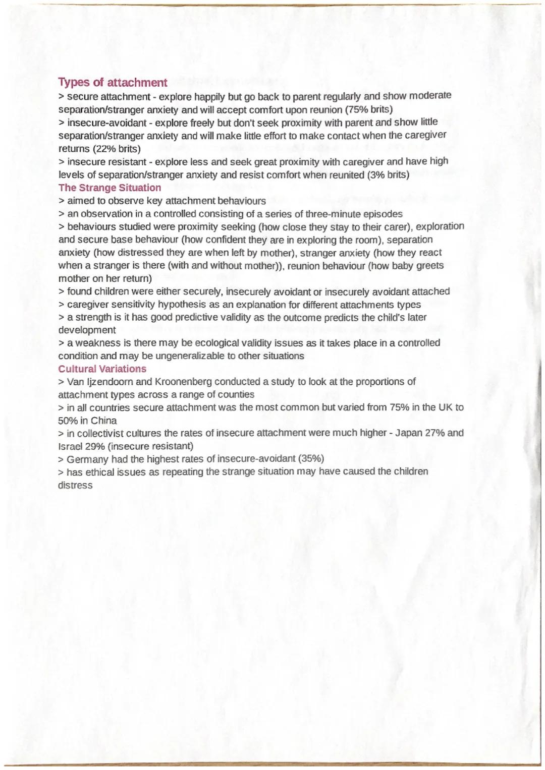 Caregiver-infant interactions in humans
> Attachment = 2 way emotional bond between 2 individuals and takes a few months to
develop
> Seekin