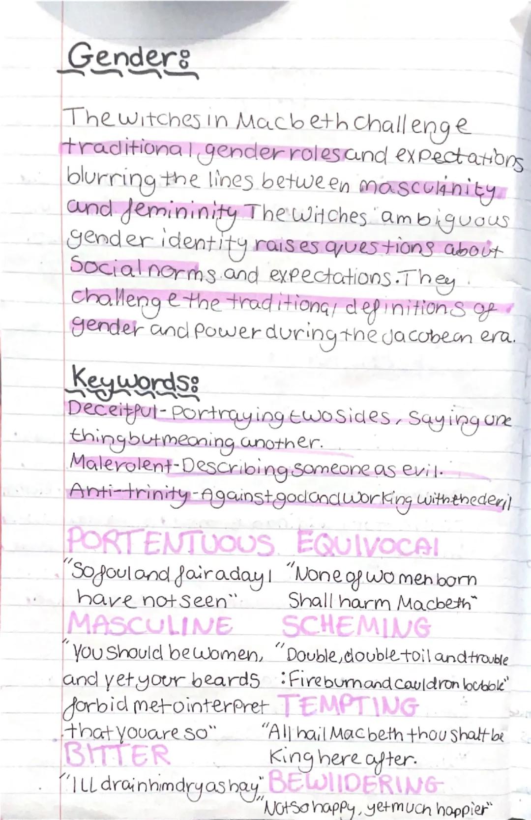 # THE
## Witches
Context: The Witches are **evil, powerful**, and **manipulative**. Stagecraft is an important factor in presenting how **u