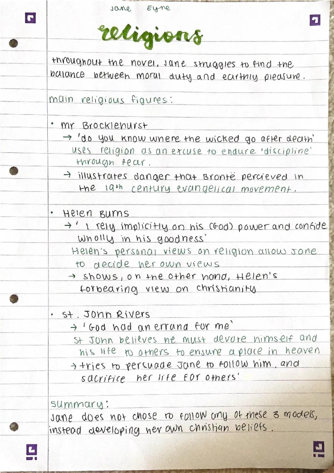 Jane
Eyne
religions
throughout the novel, Jane struggles to find the
balance between moral duty and earthly pleasure.
main religious figures