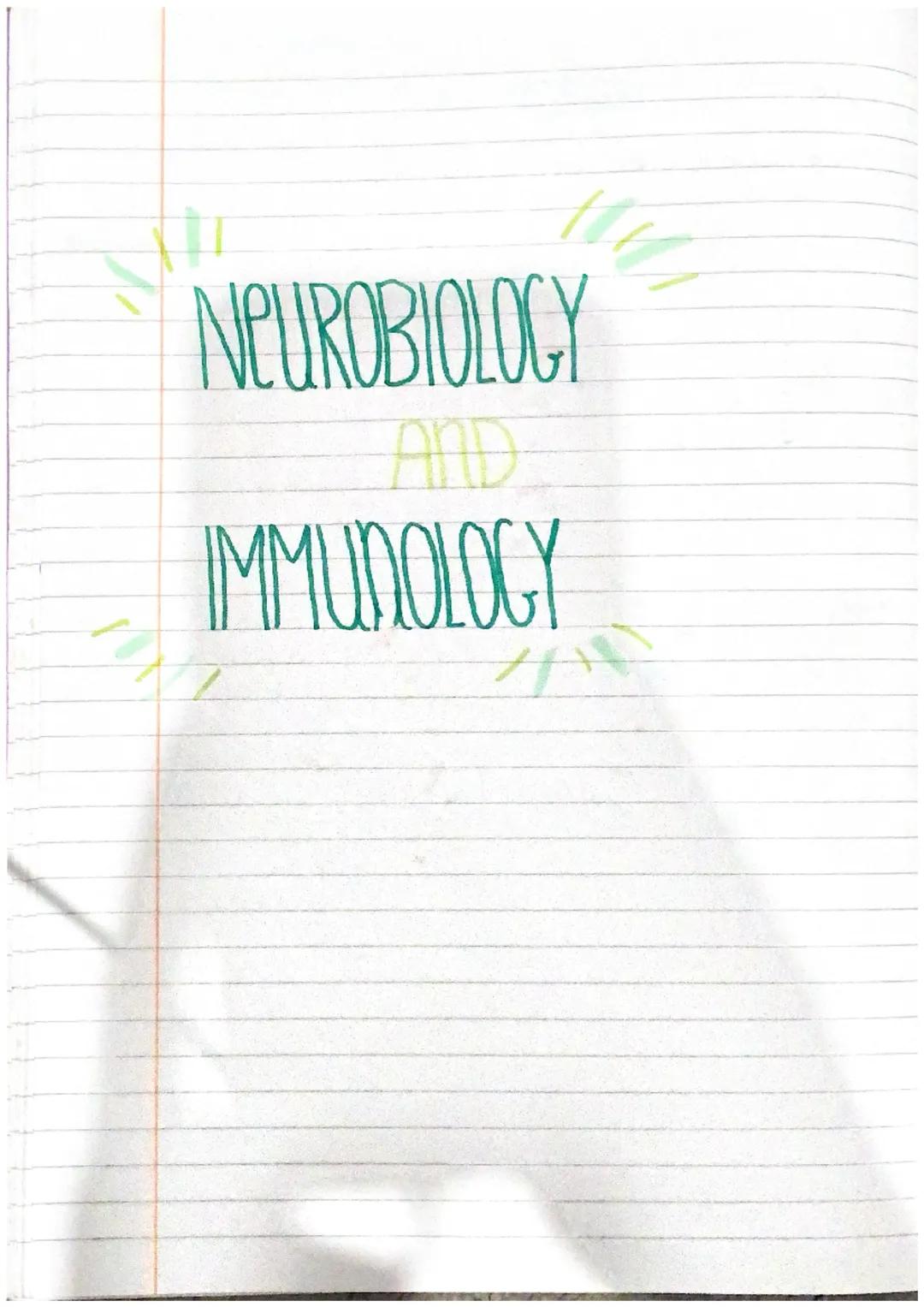 # NEUROBIOLOGY
AND
IMMUNOLOGY defence
non-specific
• the skin acts as a physical barrier with epithelial cells.
Secretions like mucus
k
