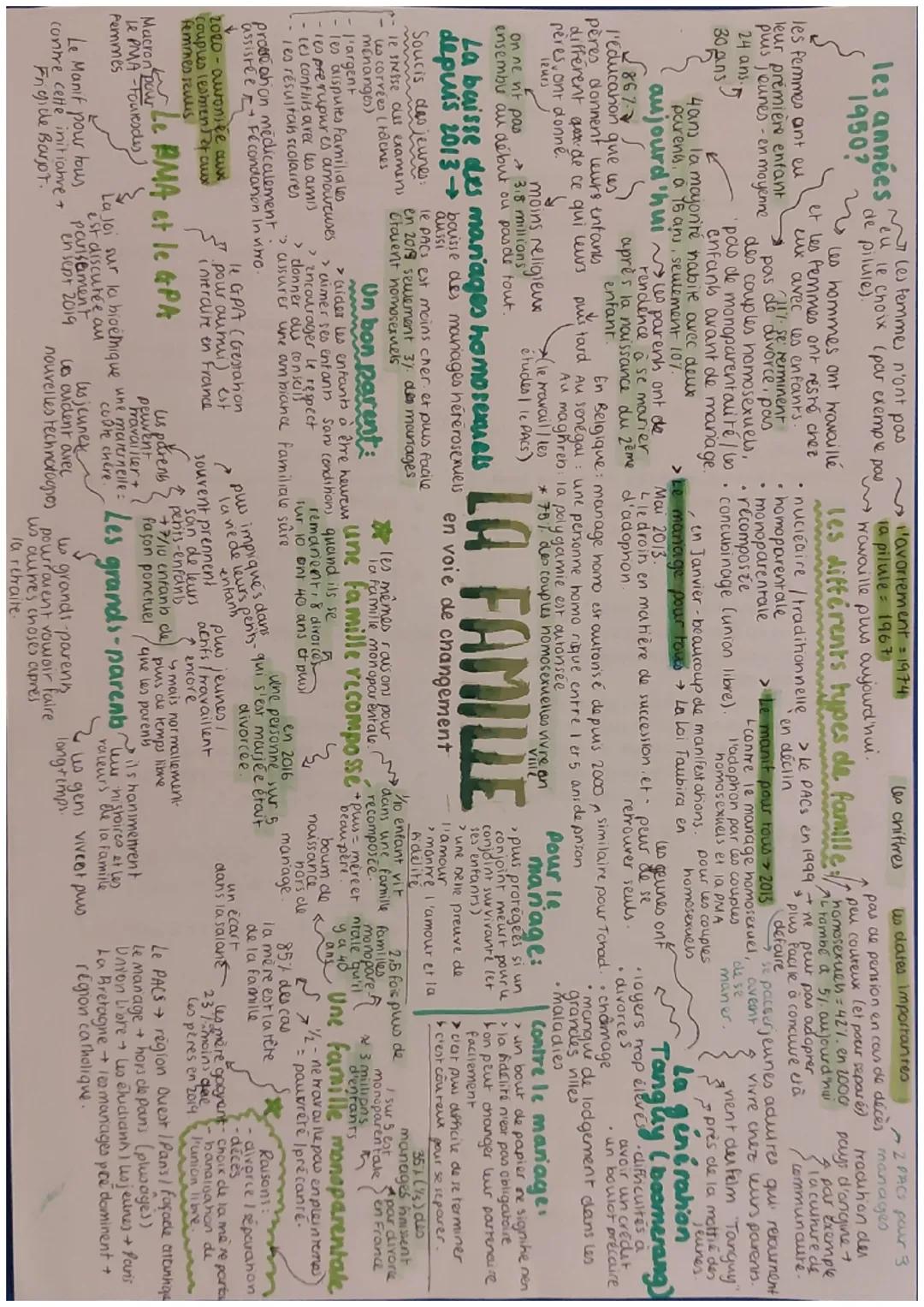 La Famille en Mutation - Mind Map Complete AQA A-Level French Thème 1