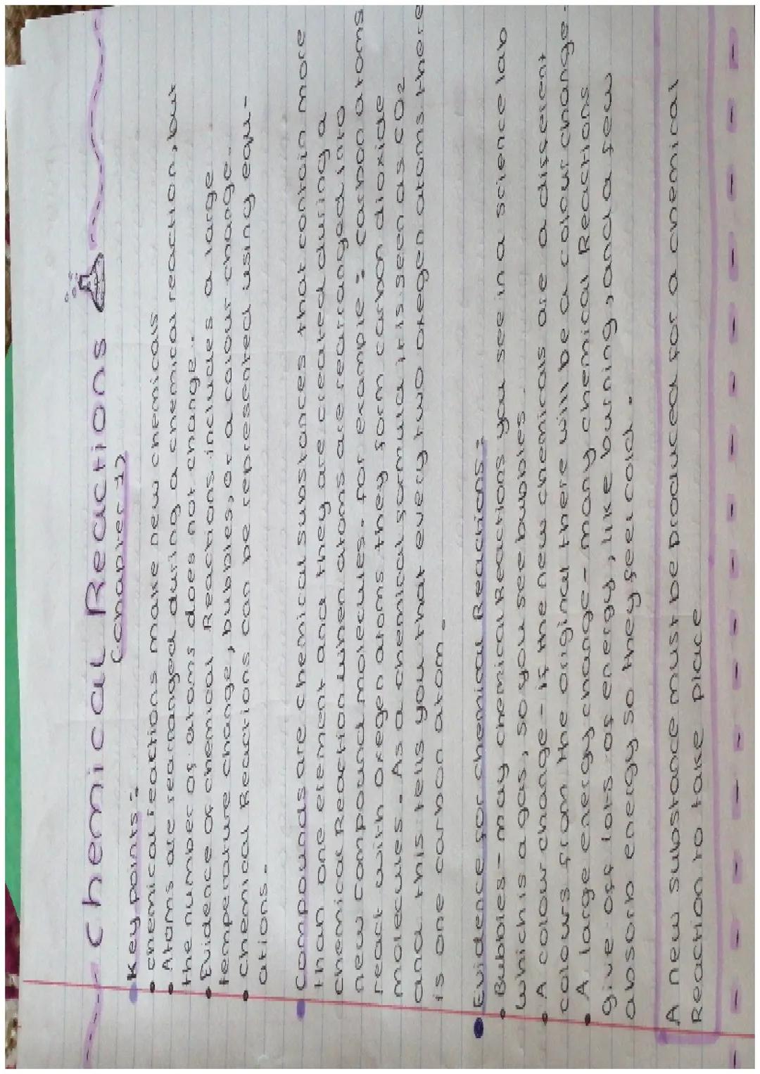 # Chemical Reactions
Cohaprer 12
Key points
- chemical reactions make new chemicals
- Atoms are rearranged during a chemical reaction, but