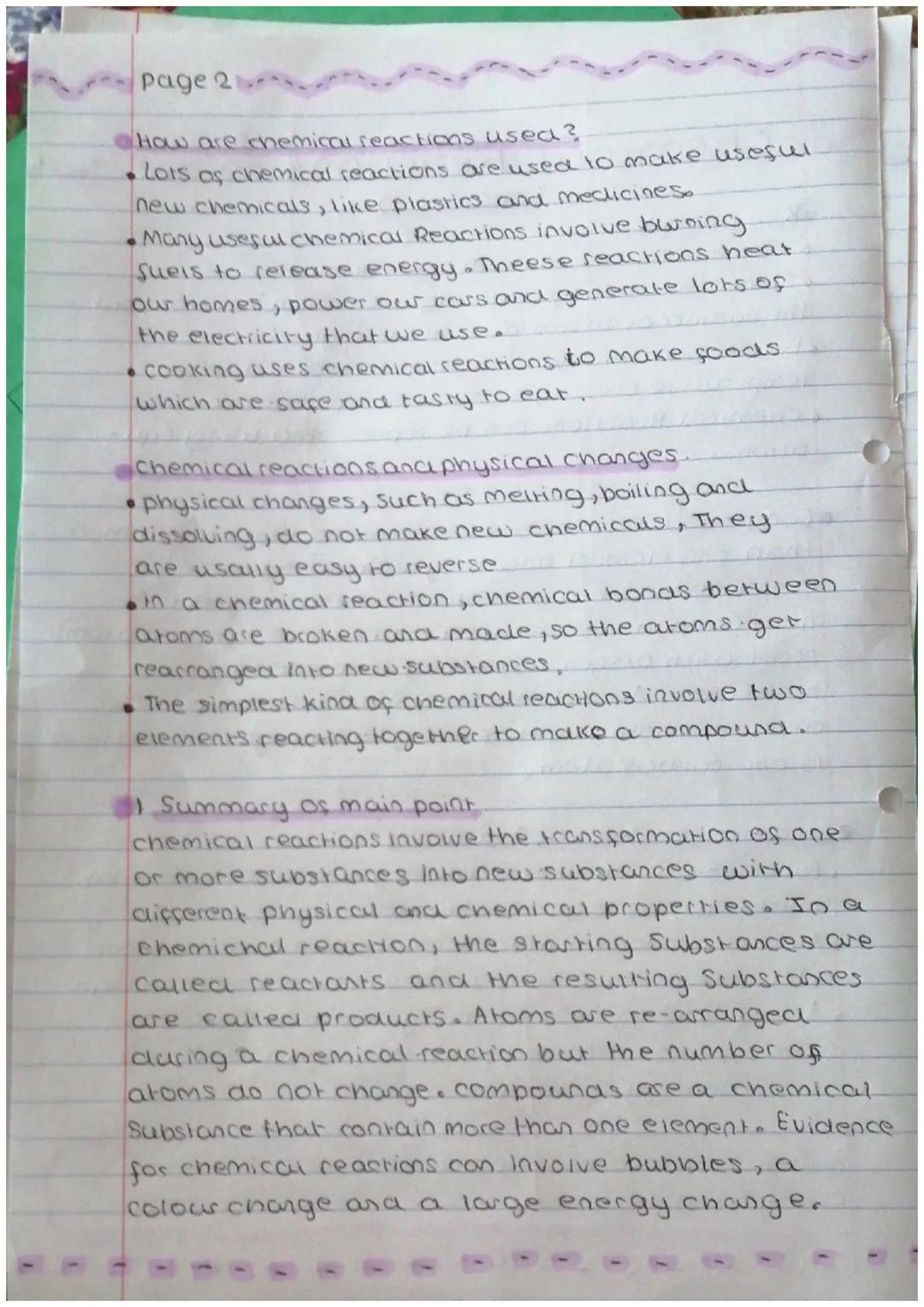 # Chemical Reactions
Cohaprer 12
Key points
- chemical reactions make new chemicals
- Atoms are rearranged during a chemical reaction, but