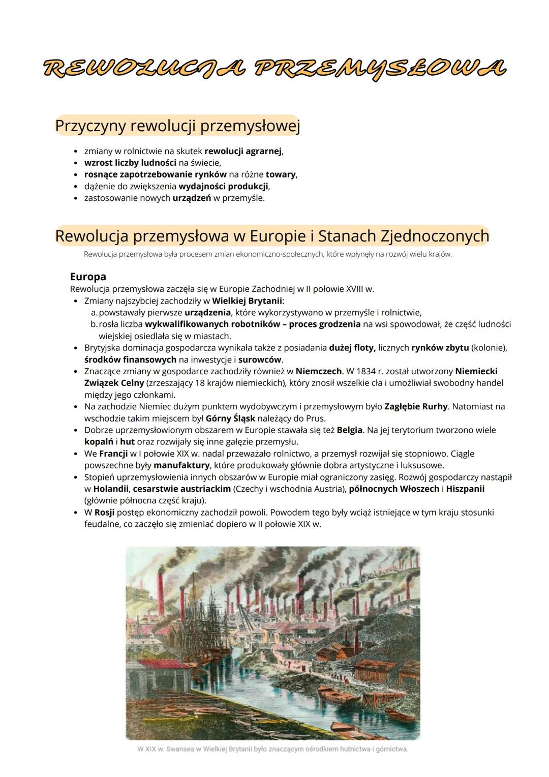 # REWOLUCJA PRZEMYSŁOWA
## Przyczyny rewolucji przemysłowej
- zmiany w rolnictwie na skutek rewolucji agrarnej,
- wzrost liczby ludności n