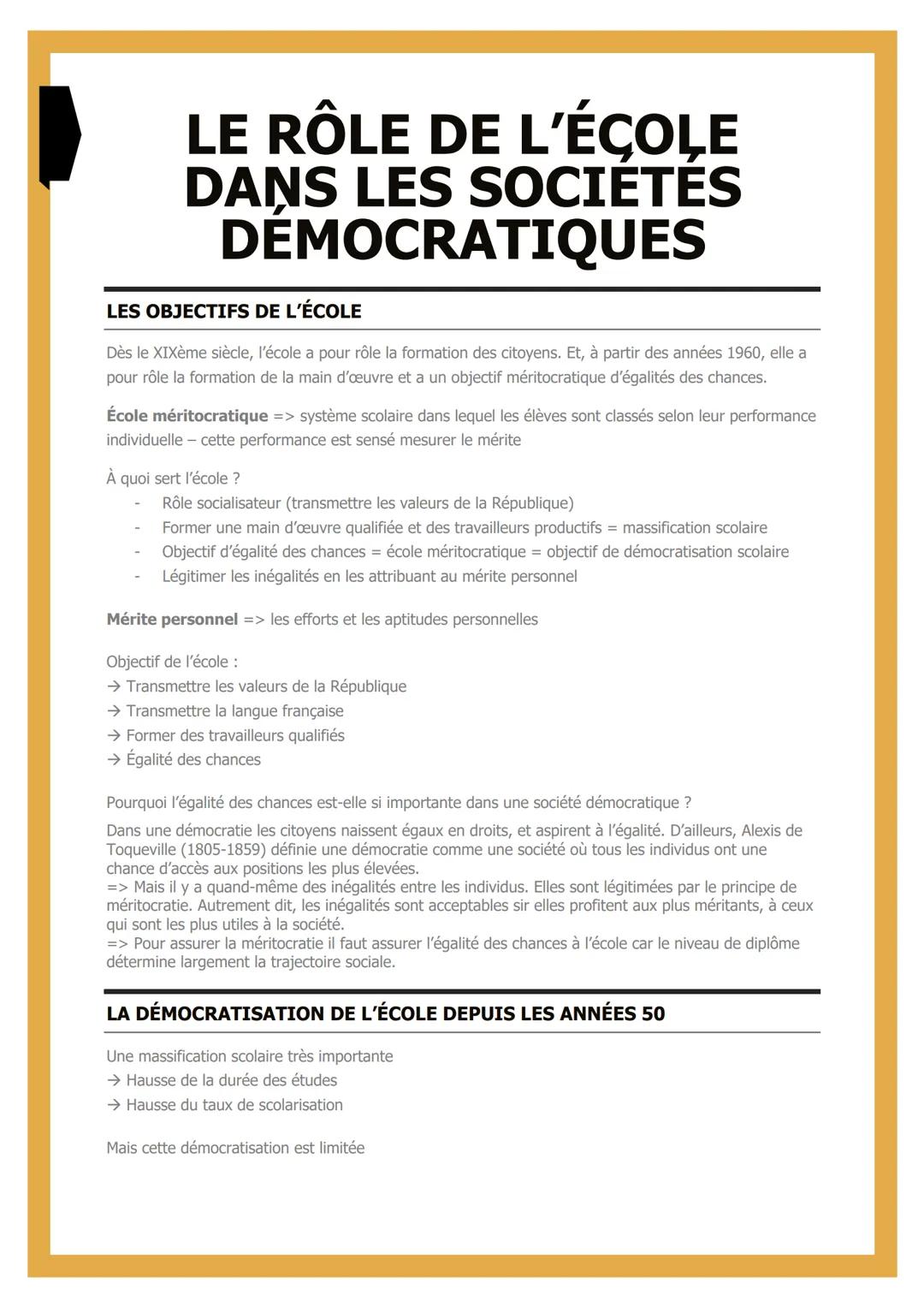 # LE RÔLE DE L'ÉCOLE
# DANS LES SOCIETES
# DEMOCRATIQUES
## LES OBJECTIFS DE L'ÉCOLE
Dès le XIXème siècle, l'école a pour rôle la formatio