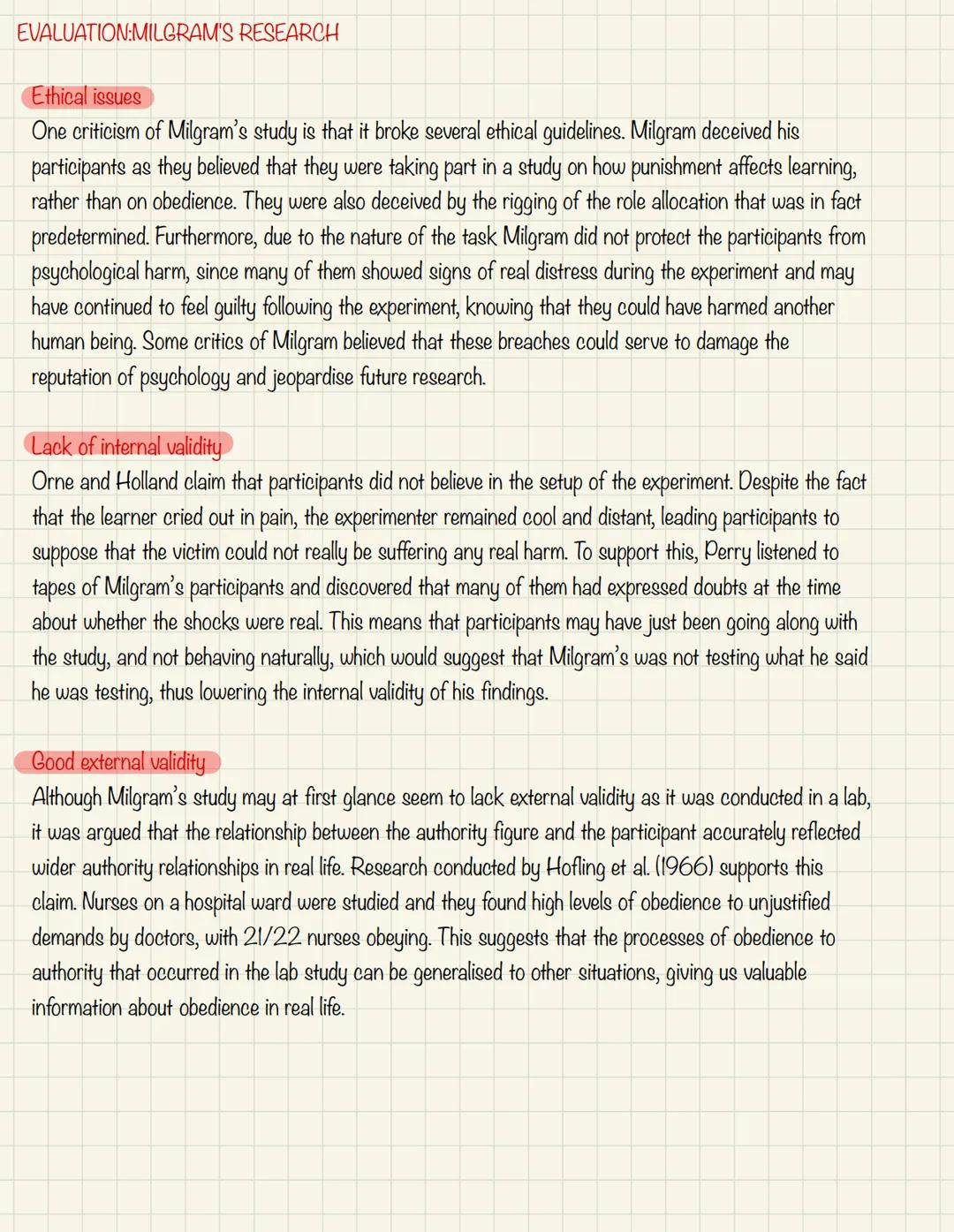 Evaluation of Milgram