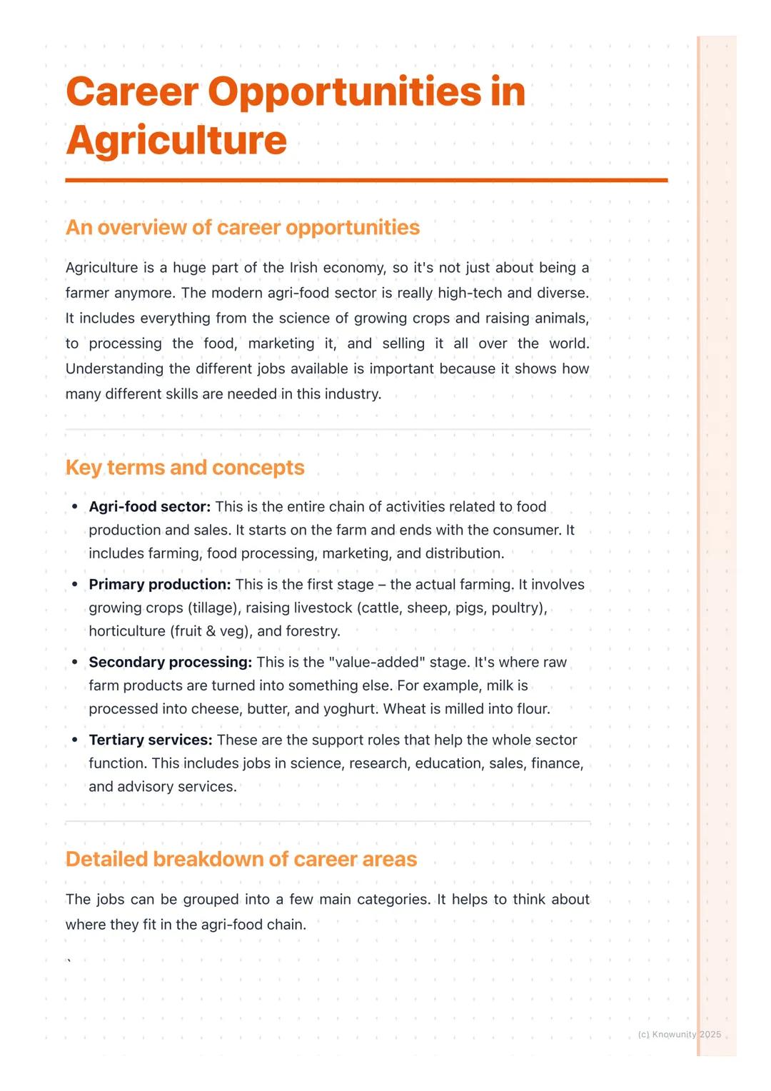 # Career Opportunities in
Agriculture
An overview of career opportunities
Agriculture is a huge part of the Irish economy, so it's not jus