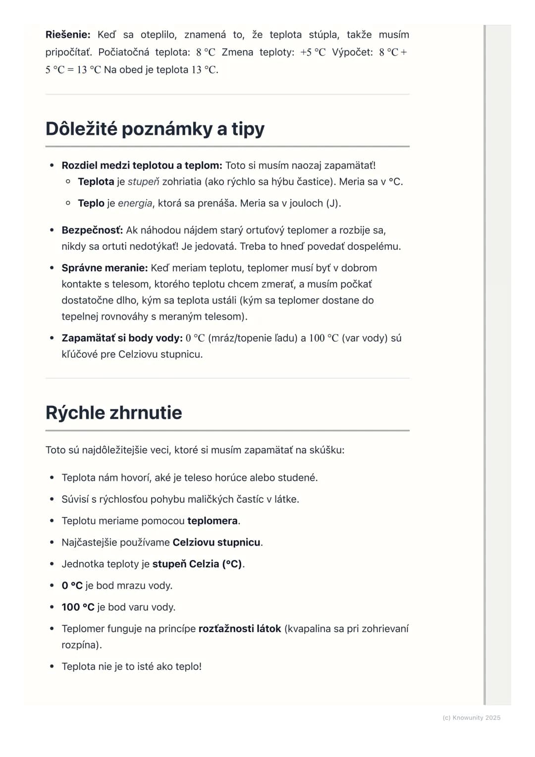 # Teplota a jej meranie
## Úvod do teploty a jej merania
Teplota je niečo, čo cítime každý deň. Keď je vonku zima, cítime chlad. Keď si
dá