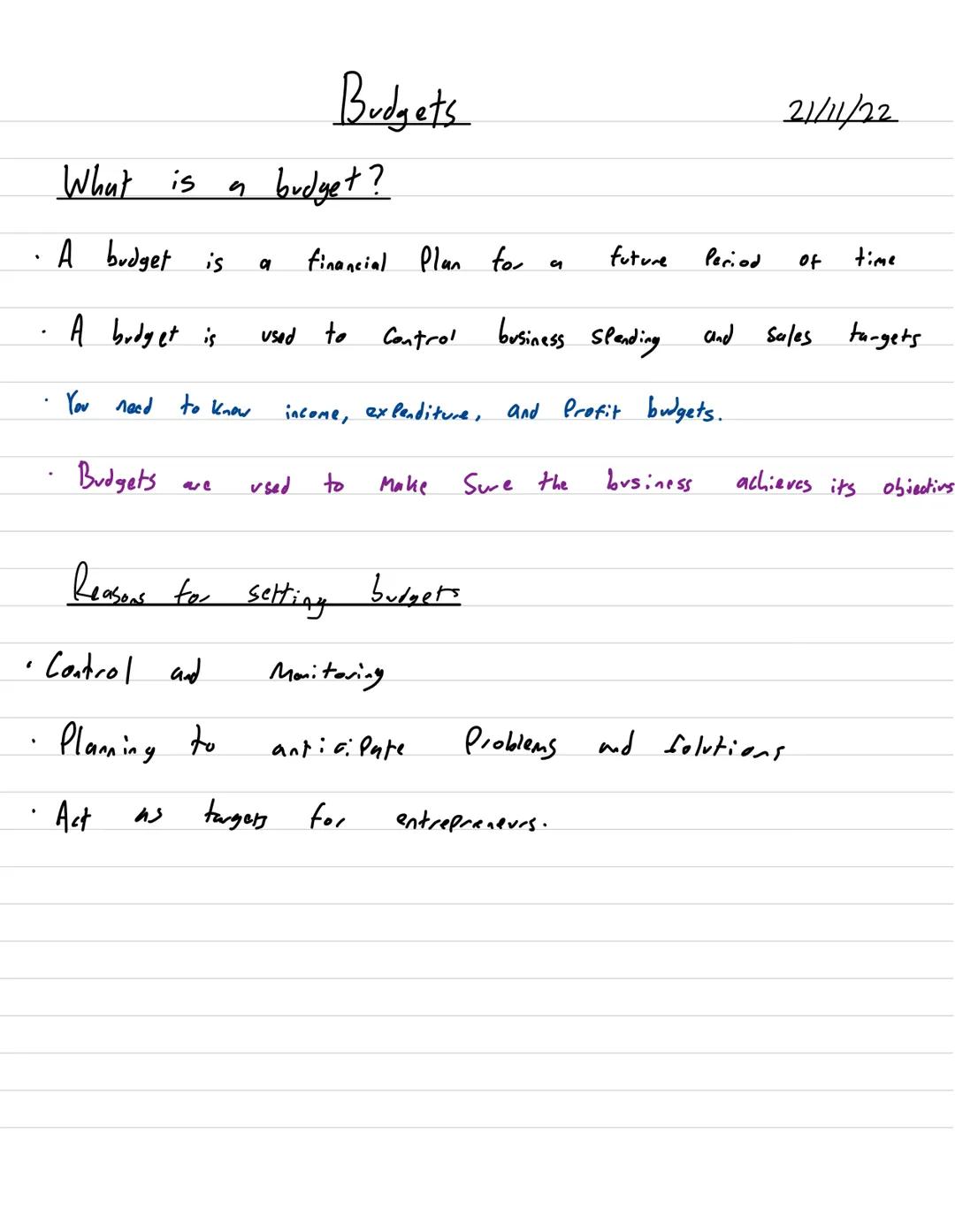 What is
· A budget is
A budget is
You need to know
Budgets
are
us
a budget?
a
Budgets
used to
used
financial Plan for
Reasons for setting
Co