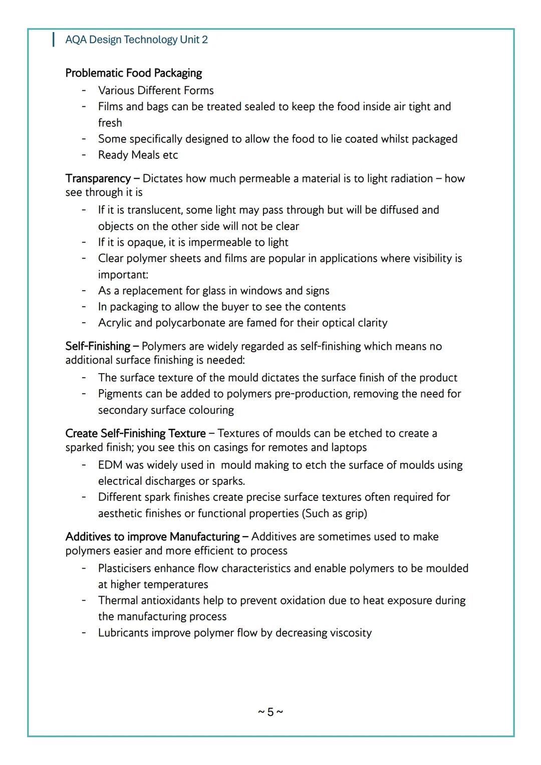 # AQA Design Technology Unit 2
# AQA
Design Technology
# Unit 2
# Content
Notes
~1~ AQA Design Technology Unit 2
Topic 1: Performance Ch
