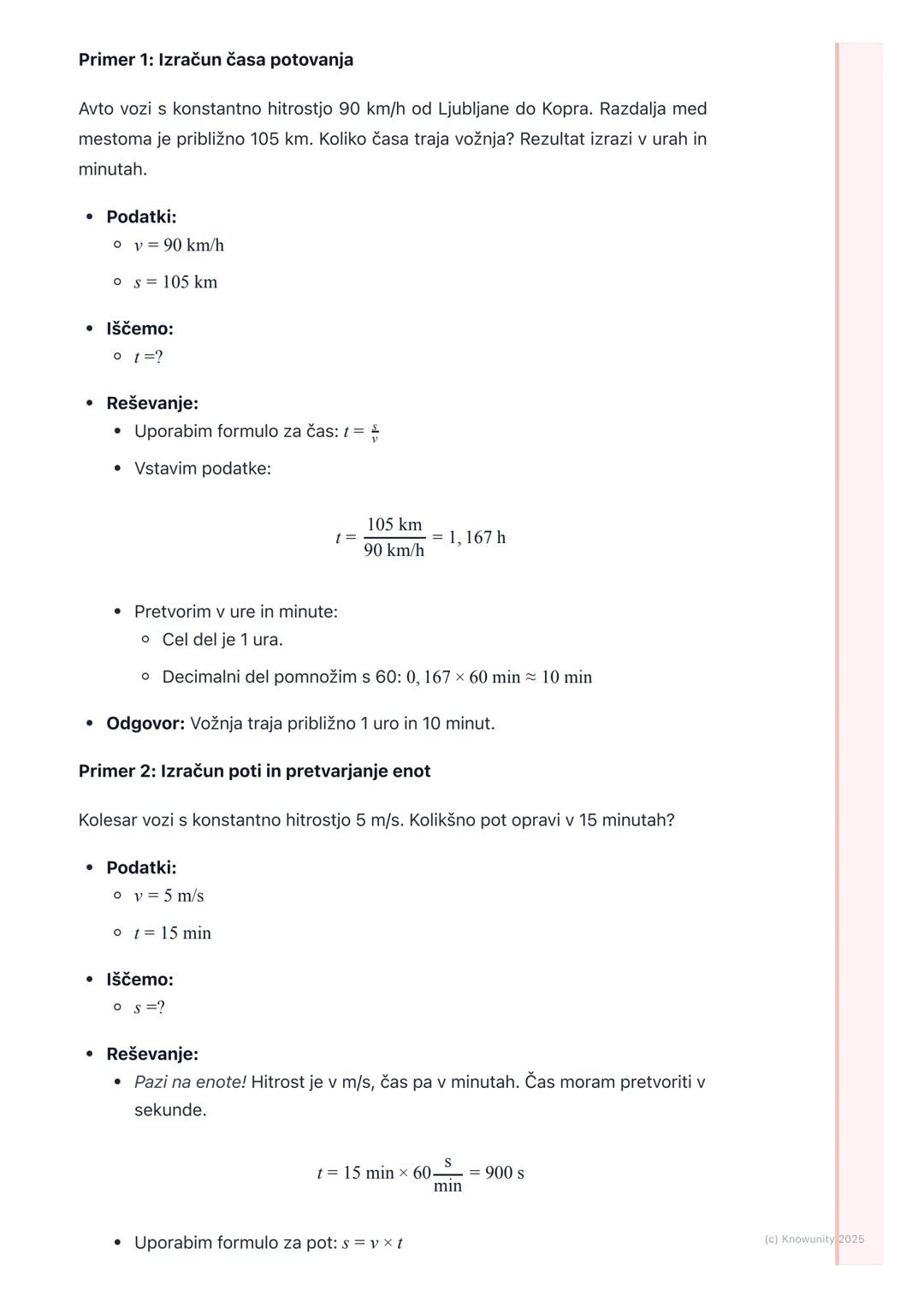# 2.3. Enakomerno gibanje
Kaj je enakomerno gibanje?
To je najenostavnejša oblika gibanja. Telo se giblje enakomerno, če v enakih
časovnih