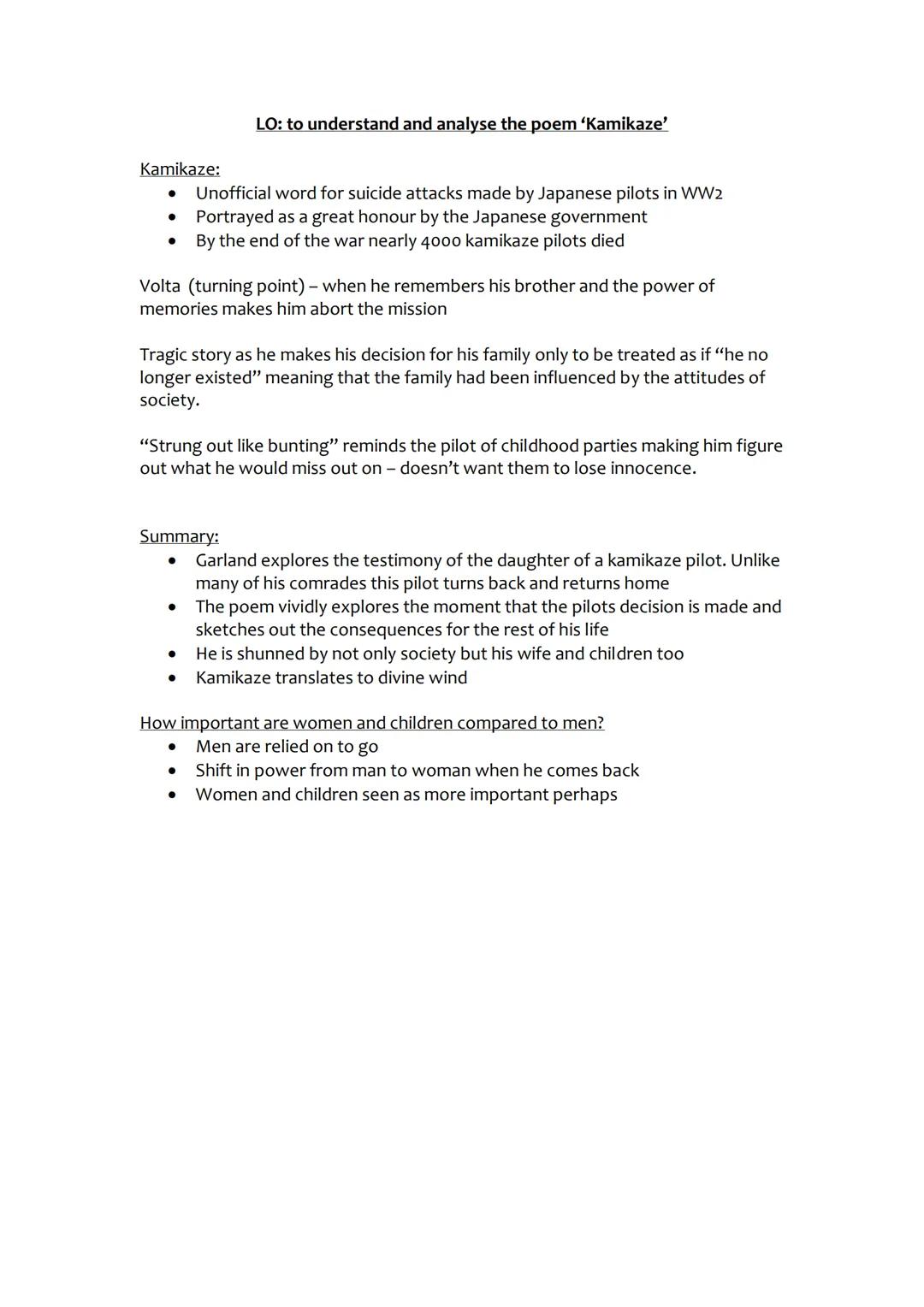 # How does the poet present themes of establishment and society in Kamikaze?
In the poem 'Kamikaze', Garland conveys the strict expectation