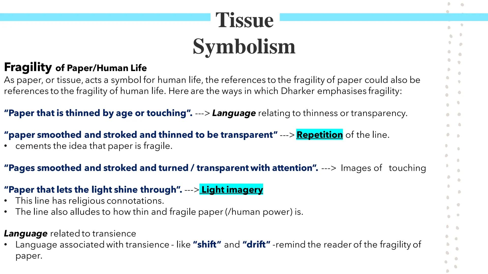 # Tissue
Poetry GCSEs Tissue
Poetry GCSEs Tissue is an impressionistic poem by Imtiaz Dharker that comments on the conflicts and troubles of