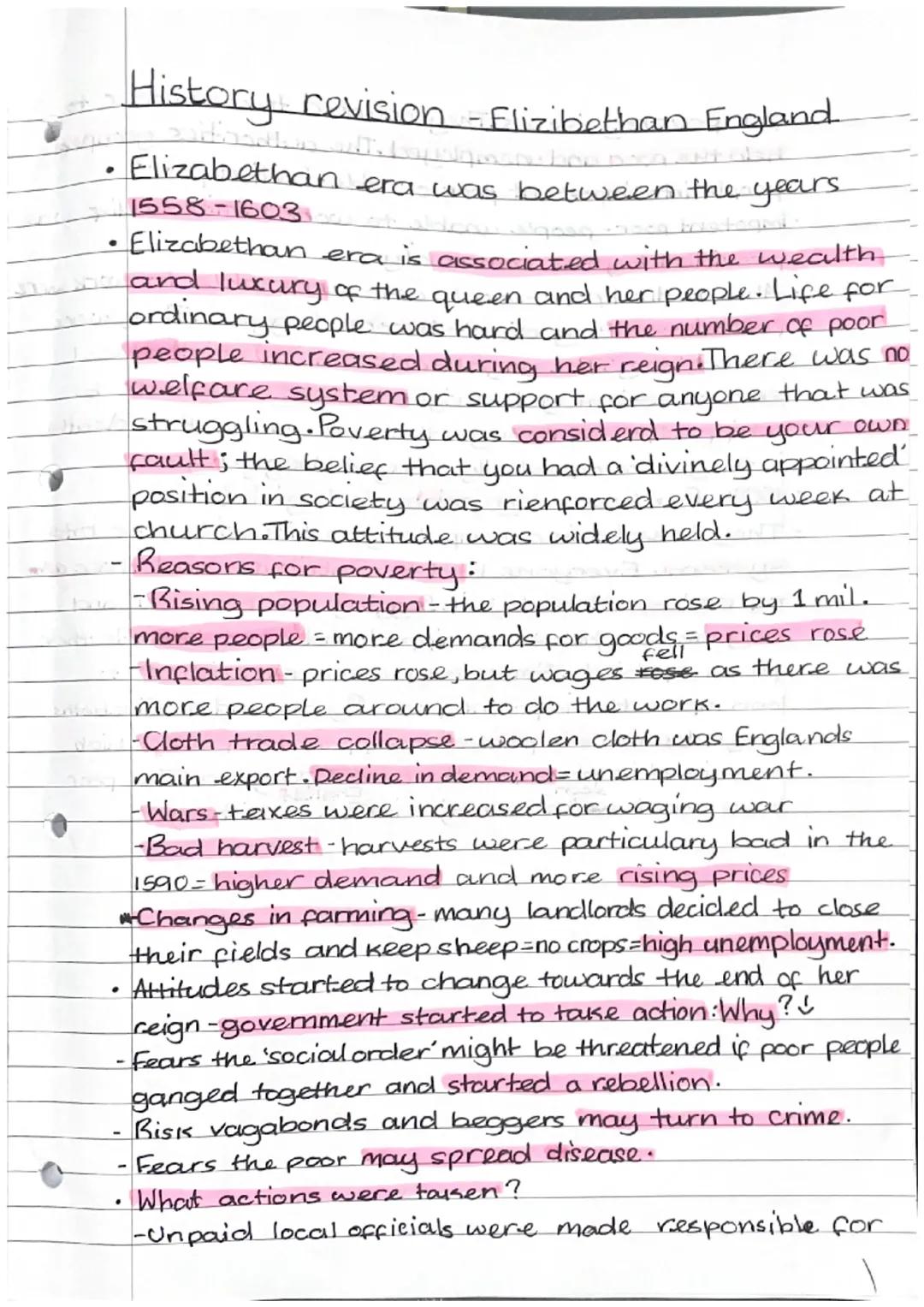 Elizabethan England 1558 - 1603 revision