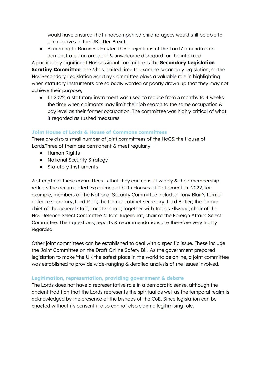 ## 2.1 The structure & role of the House of Commons &
House of Lords.
• The selection of members of the House of Commons & House of Lords,
i
