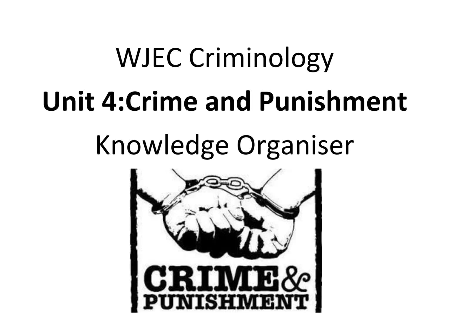 # WJEC Criminology
# Unit 4:Crime and Punishment
# Knowledge Organiser
# AC 1.1: Describe processes used in law making
Parliament is ma