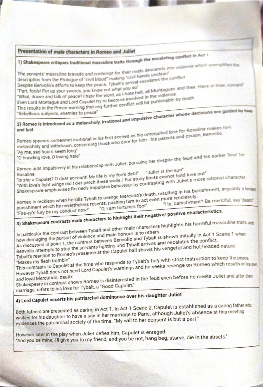 # Presentation of Romeo in Romeo and Juliet
1) Romeo is established as intensely emotional and sensitive
Lord Montague introduces Romeo as