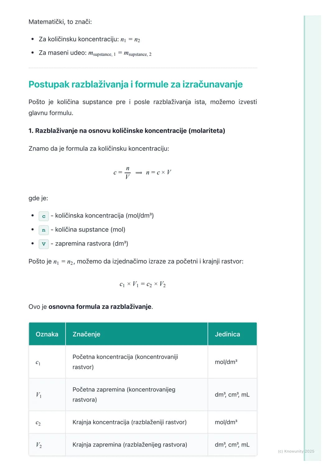 # Razblaživanje rastvora
## Uvod u razblaživanje rastvora
Razblaživanje je proces smanjivanja koncentracije nekog rastvora dodavanjem
doda