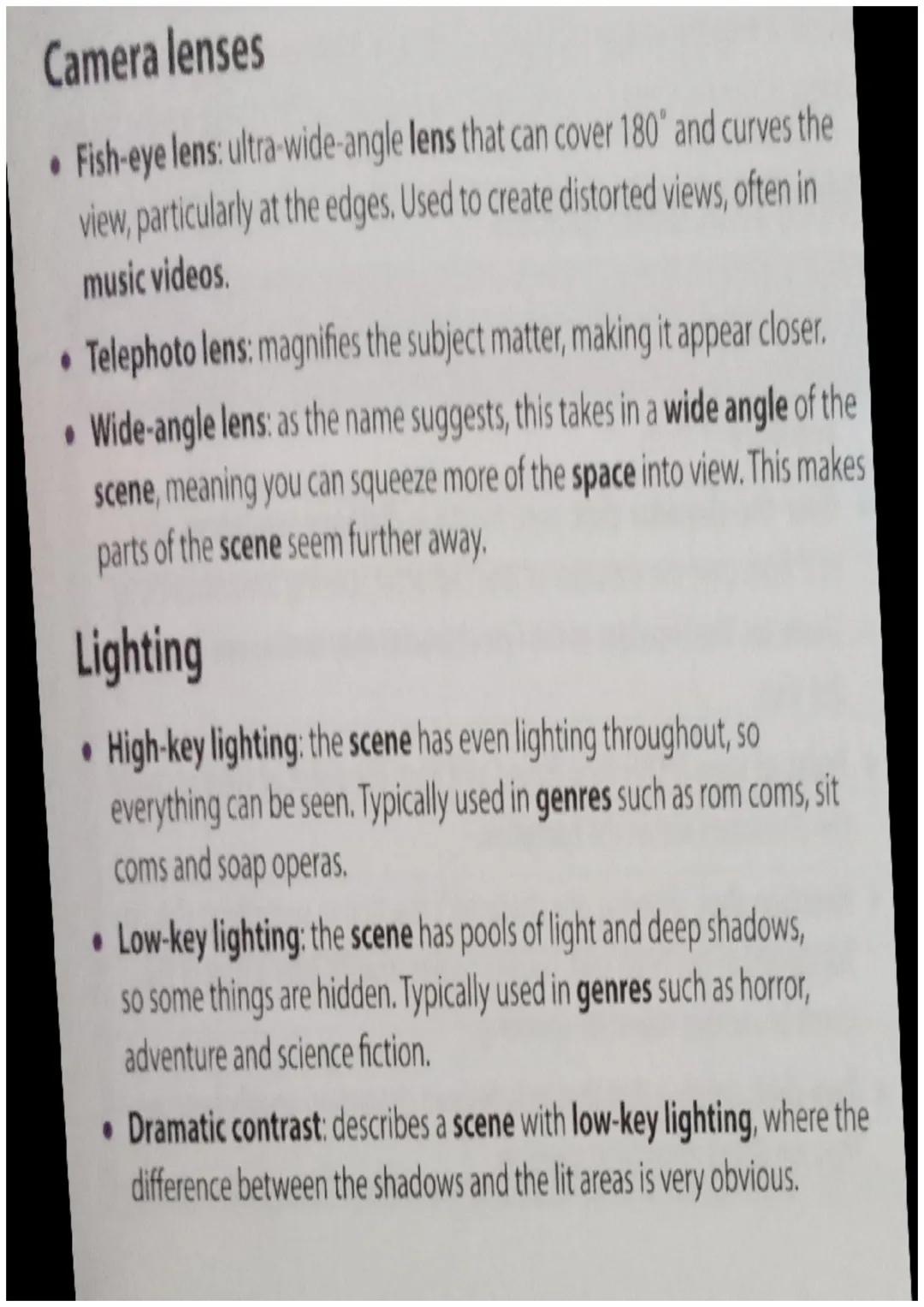 - Extreme close-up (ECU): a small part of a face or body. Used to show
detail.
- Big close-up (BCU): the main features of the face. Used to
