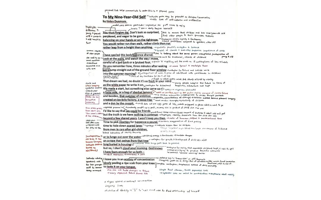 'To My Nine Year-Old Self' analysis