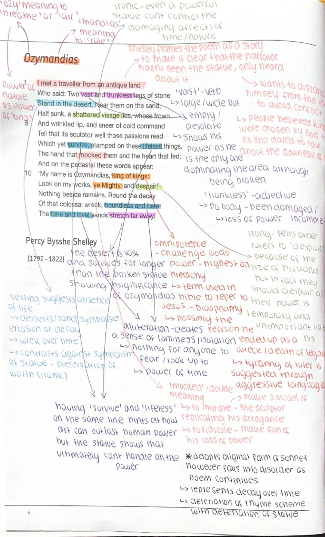 *ozy' meaning to
breathe or "air'
ironic-even a powerful
Statue cant control the
nalas damaging afrects of
time/nature
Ozymandias
mandalas
m