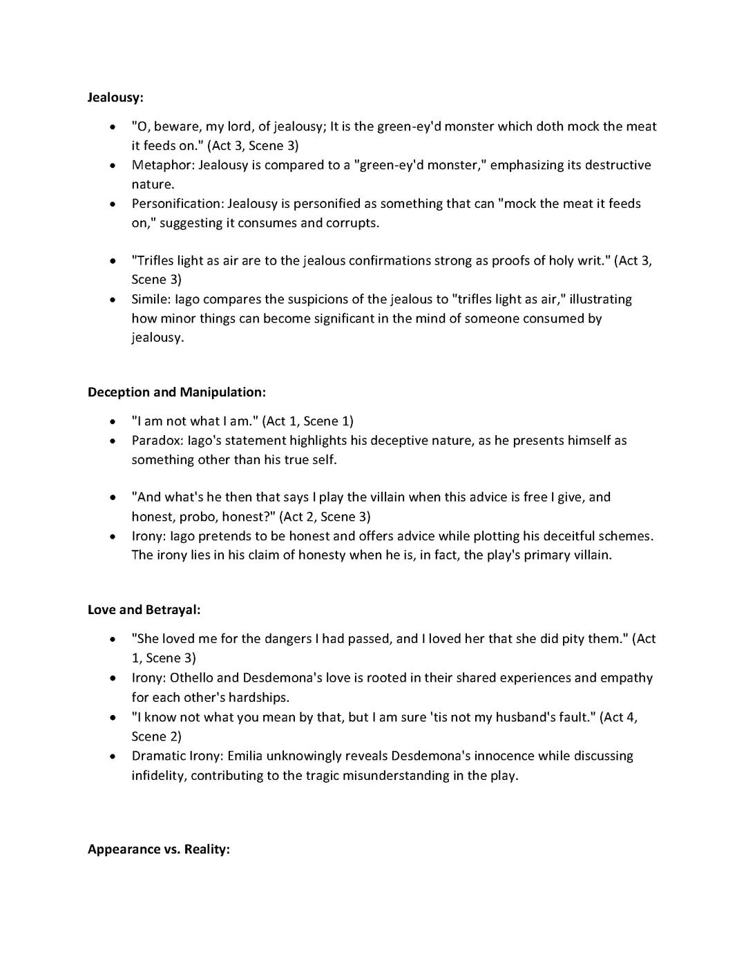 Othello Quotes and Themes