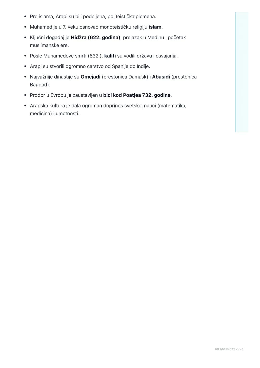 # Nastanak islama i Arapska
osvajanja
Uvod u temu: Arabljani i islam
Ovo je skroz nova oblast. Do sada smo učili o Vizantiji i Franačkoj,