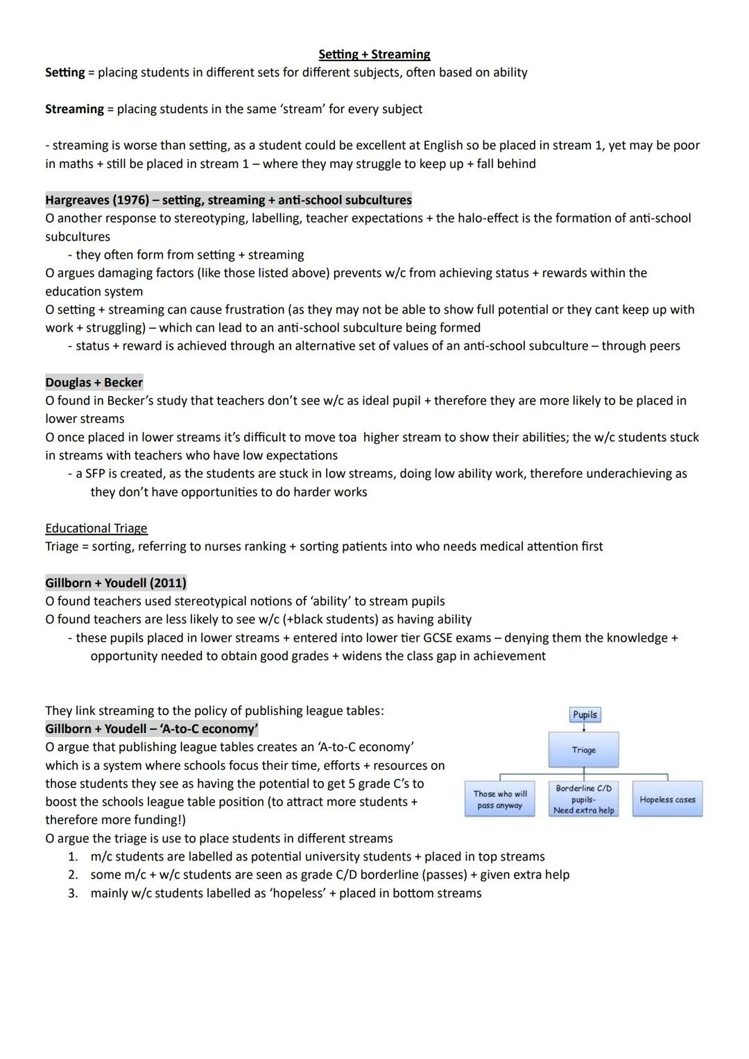 Class +Educational Achievement
Internal Factors
Labelling + SFP
- teachers attach labels to students regardless of their ability + attitude