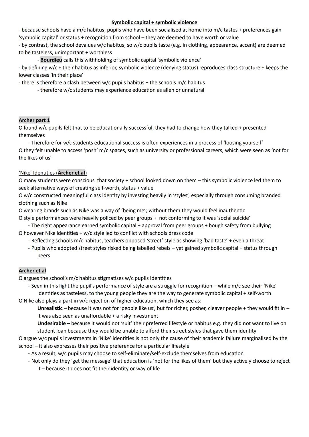 Class +Educational Achievement
Internal Factors
Labelling + SFP
- teachers attach labels to students regardless of their ability + attitude