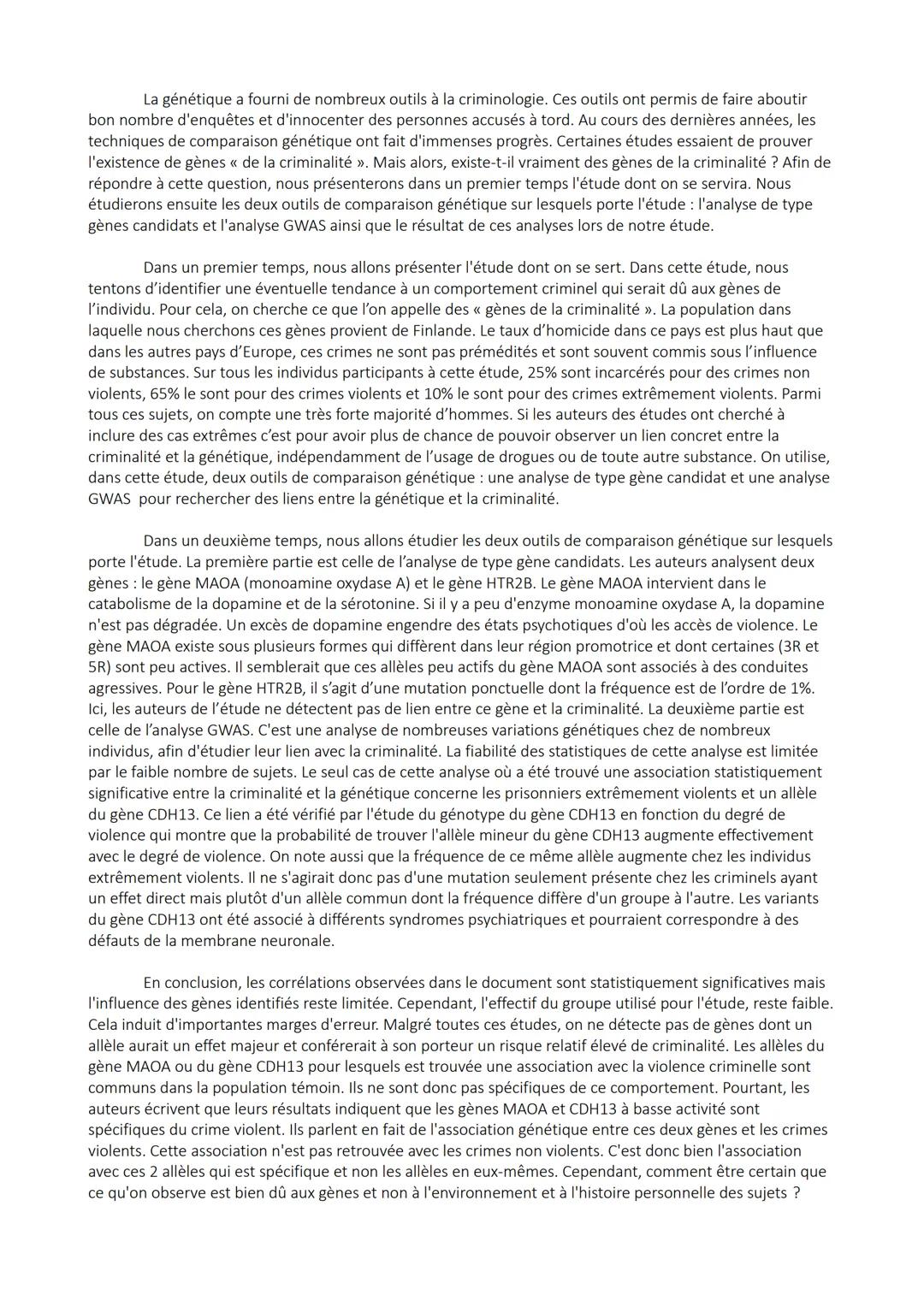 <p>La génétique a fourni de nombreux outils à la criminologie, permettant de résoudre bon nombre d'enquêtes et d'innocenter des personnes a
