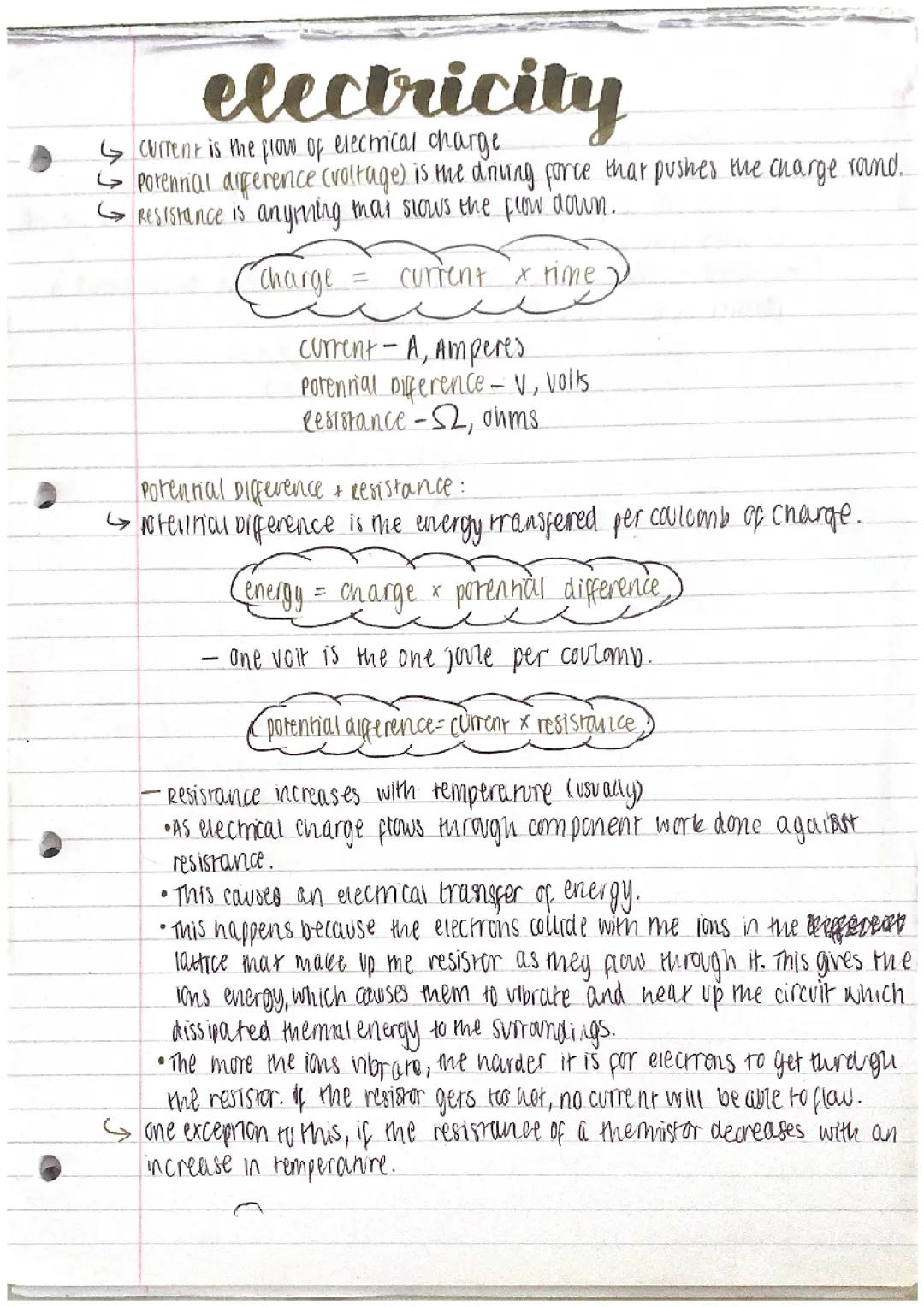 Electricity Physics paper 2 Edexcel GCSE