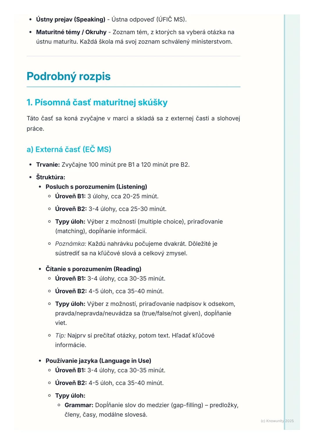 # Štruktúra a Požiadavky
Maturitnej Skúšky
Prehľad / úvod
Takže, maturita z angličtiny je pred nami a je super dôležité vedieť, čo nás
čak