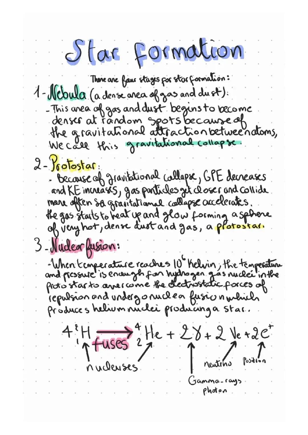 Stars formation and evolution