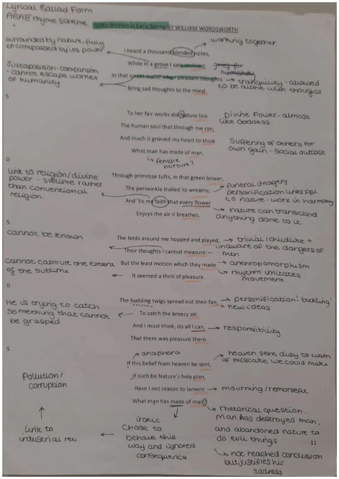 Lyrical Ballad Form
ABAB rhyme scheme Lines Written in Early Spong BY WILLIAM WORDSWORTH
working together
I heard a thousand blended notes,