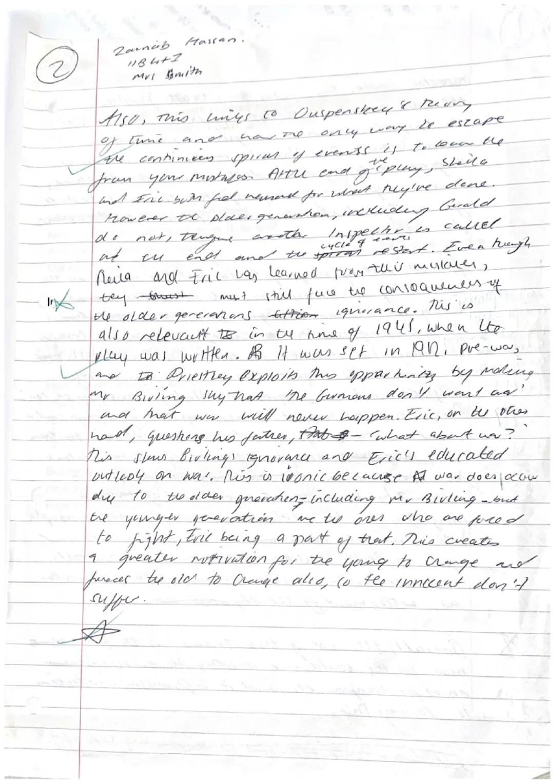 Section A:
J.B Priestley: An Inspector Calls
ANSWER
PLEASE CHOOSE ONE OF THE TWO QUESTIONS TO ANSWER
EITHER:
1. How far does Priestley prese