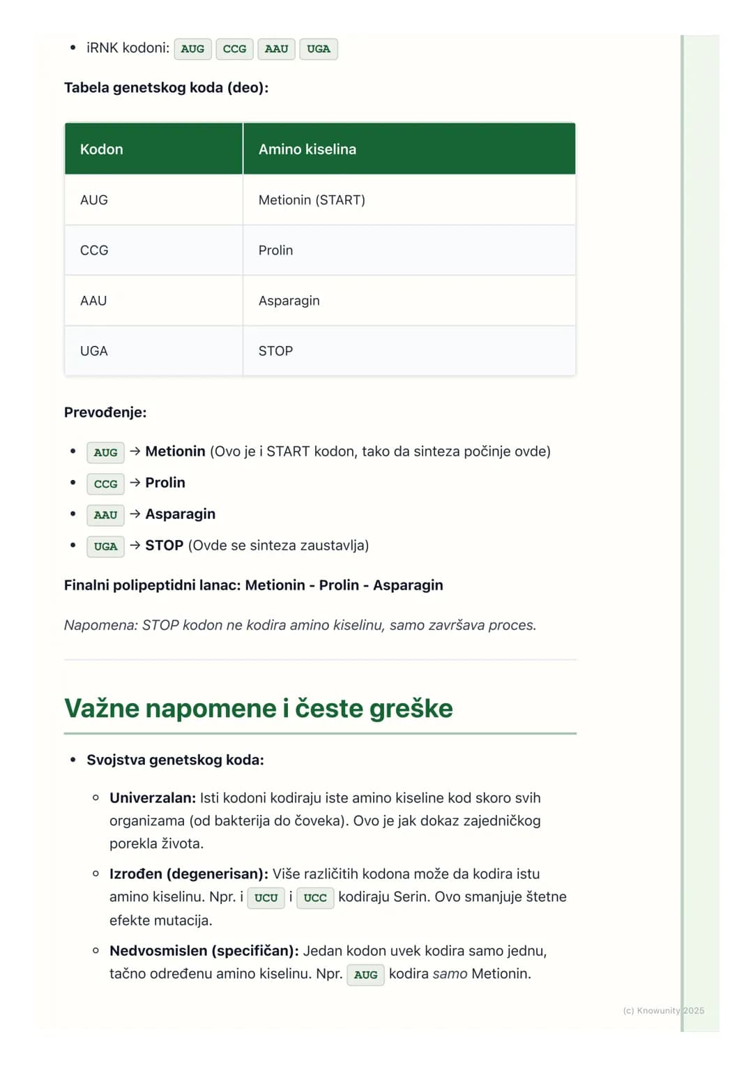 # Genetski kod i sinteza proteina
## Uvod u genetski kod
Genetski kod je sistem pravila po kojima se informacija zapisana u genima
(sekven